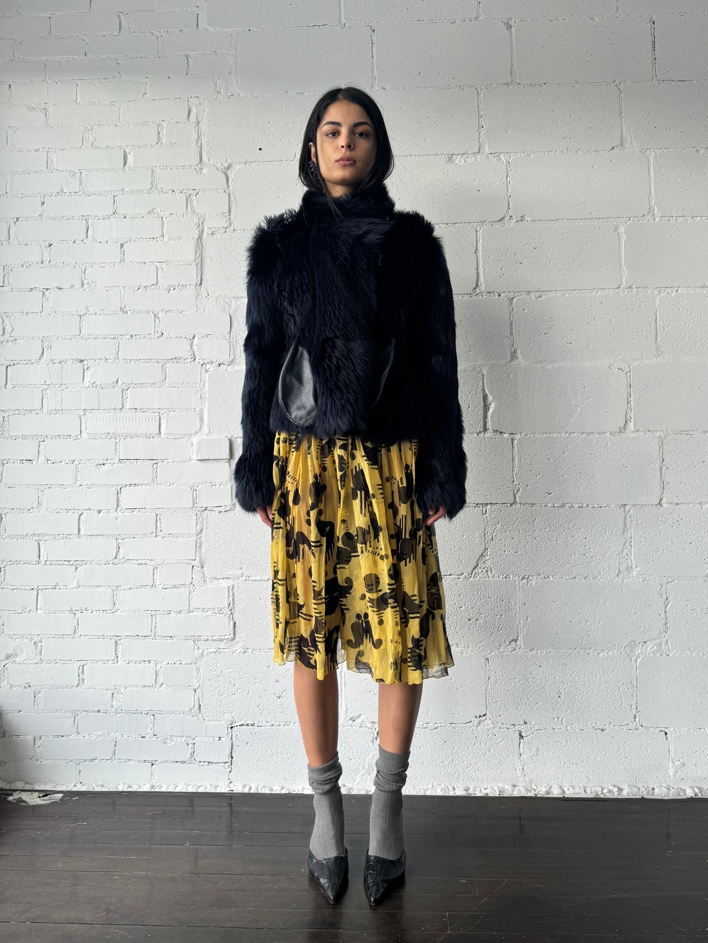 shearling jacket / navy / reversible