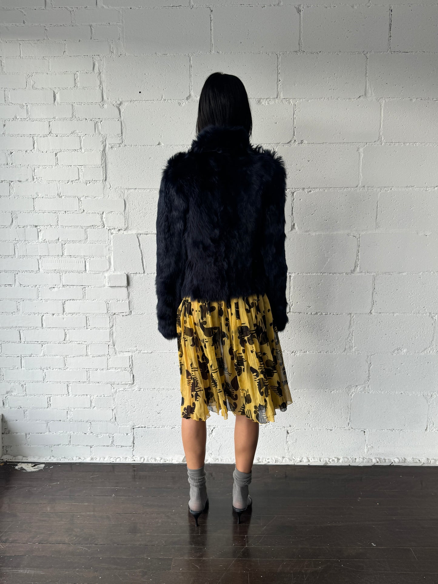 shearling jacket / navy / reversible