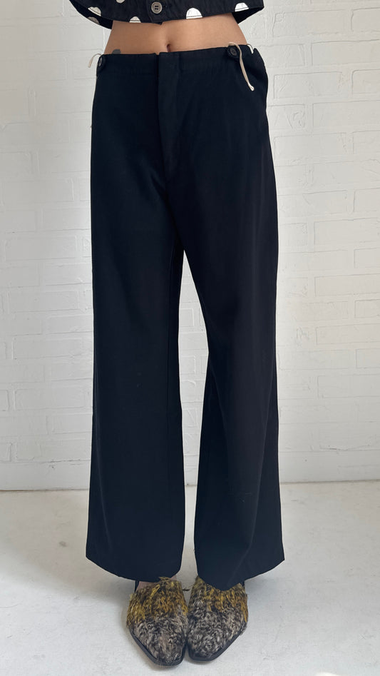 Wide Button Tab Waist Trousers