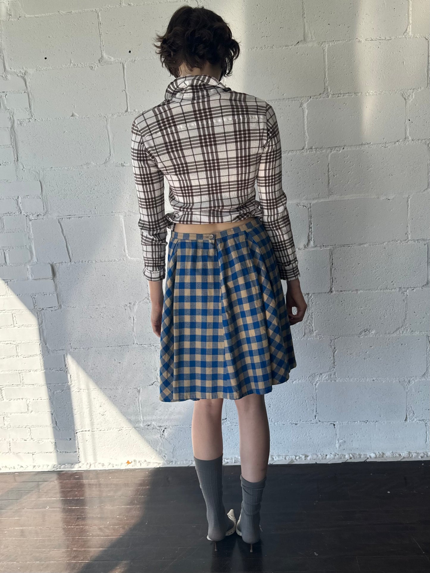 checkered flannel mini skirt