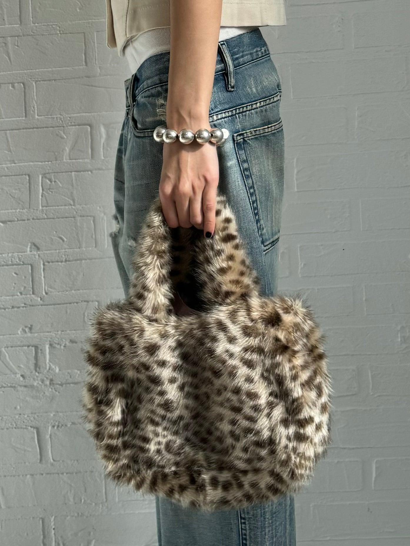 Faux fur bag leopard