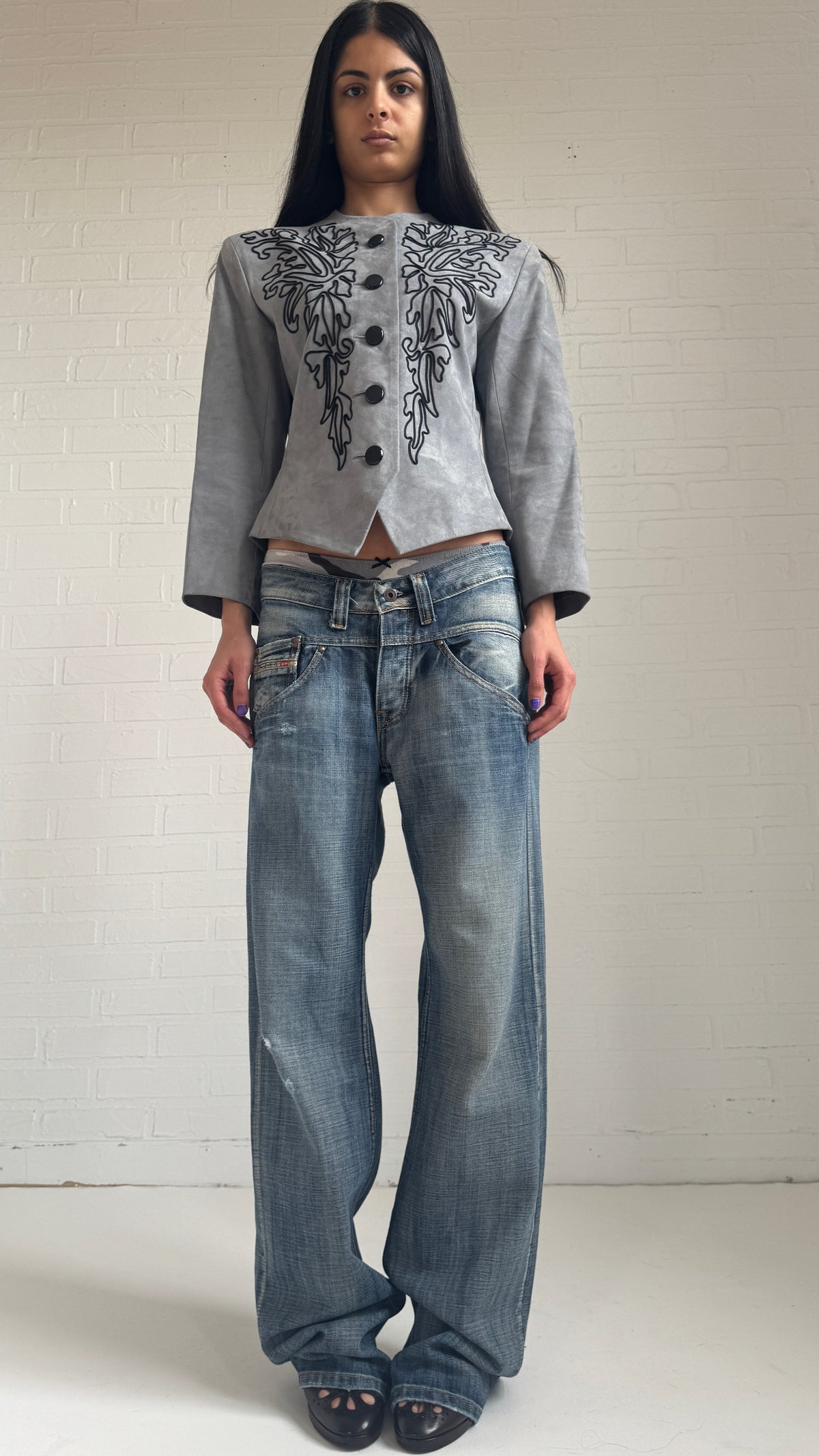 Faded Wide Leg Jeans