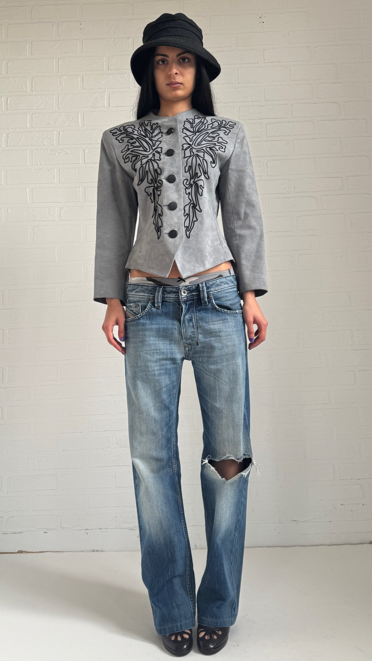 Distressed Relaxed Straight Jeans