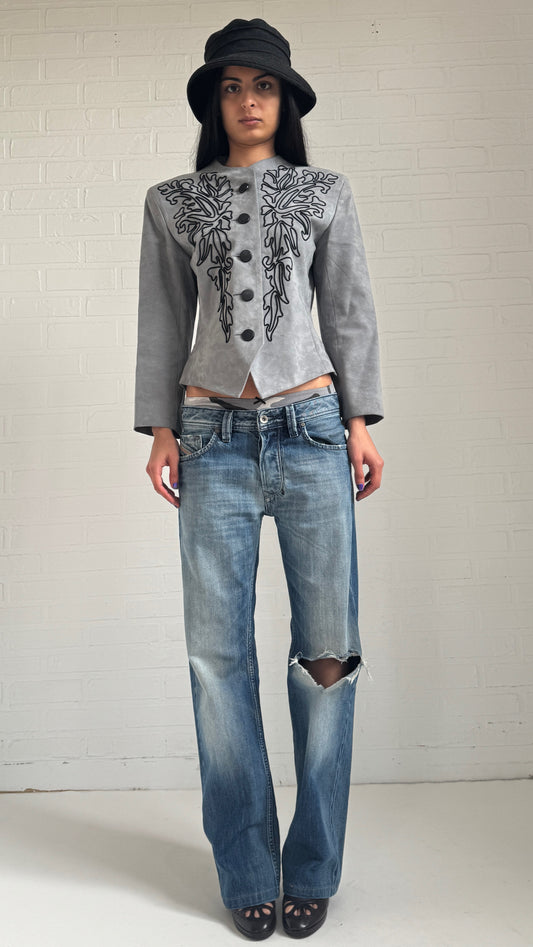 Distressed Relaxed Straight Jeans