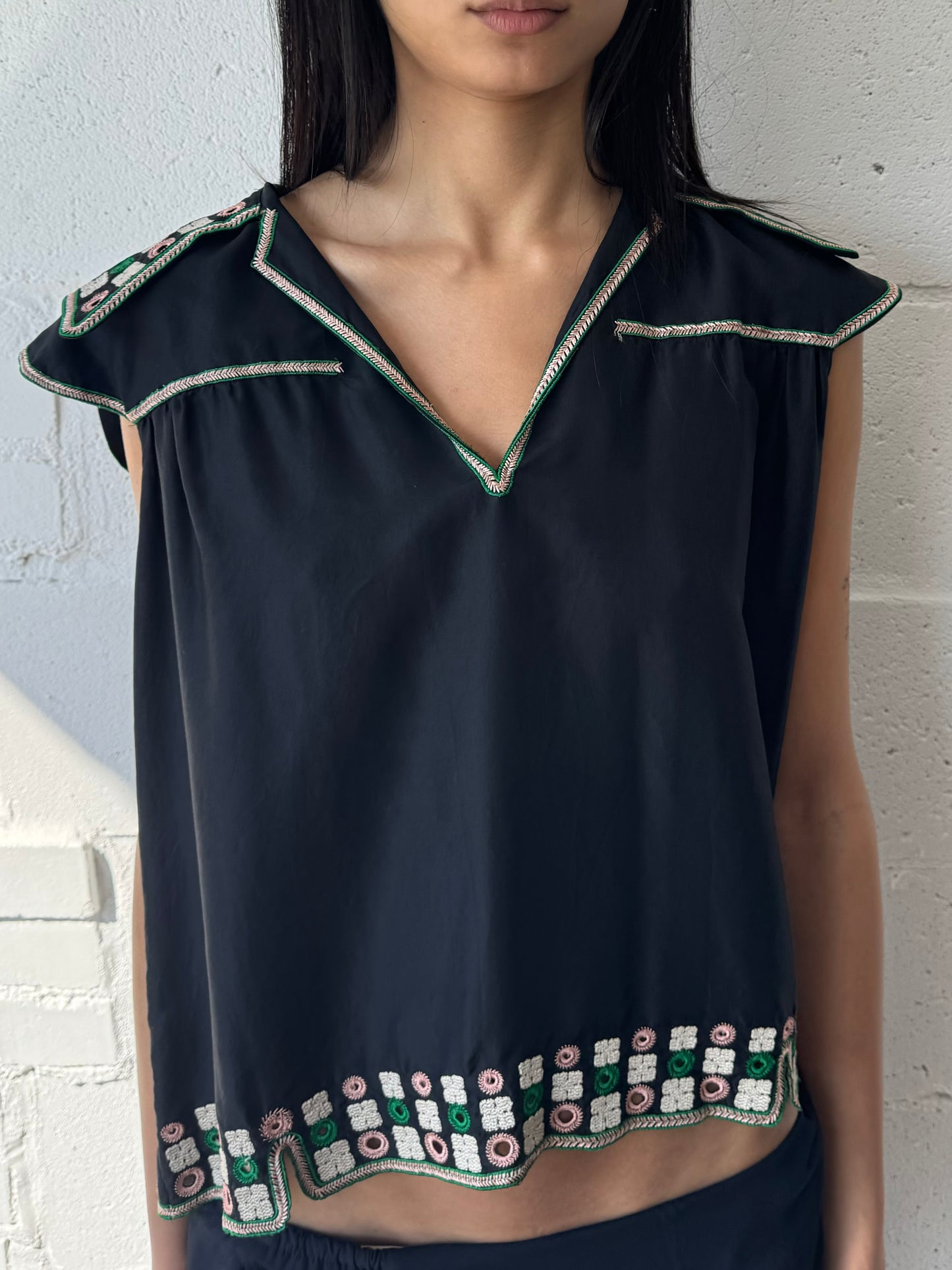 silk embroidered top