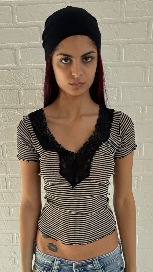 Striped Lace Top