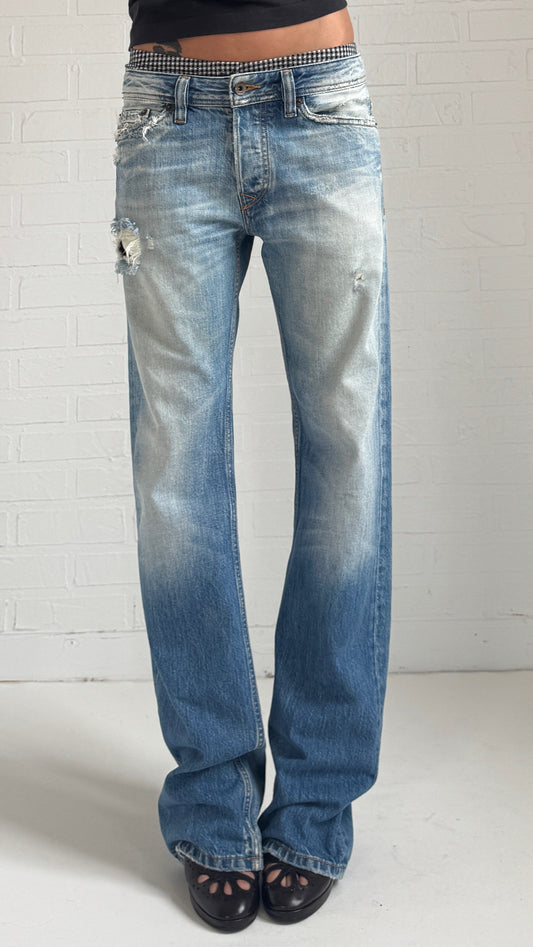 Distressed Relaxed Straight Leg Jeans