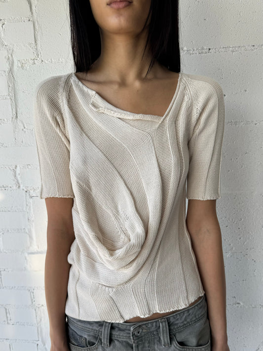 knit asymmetric sweater / bone