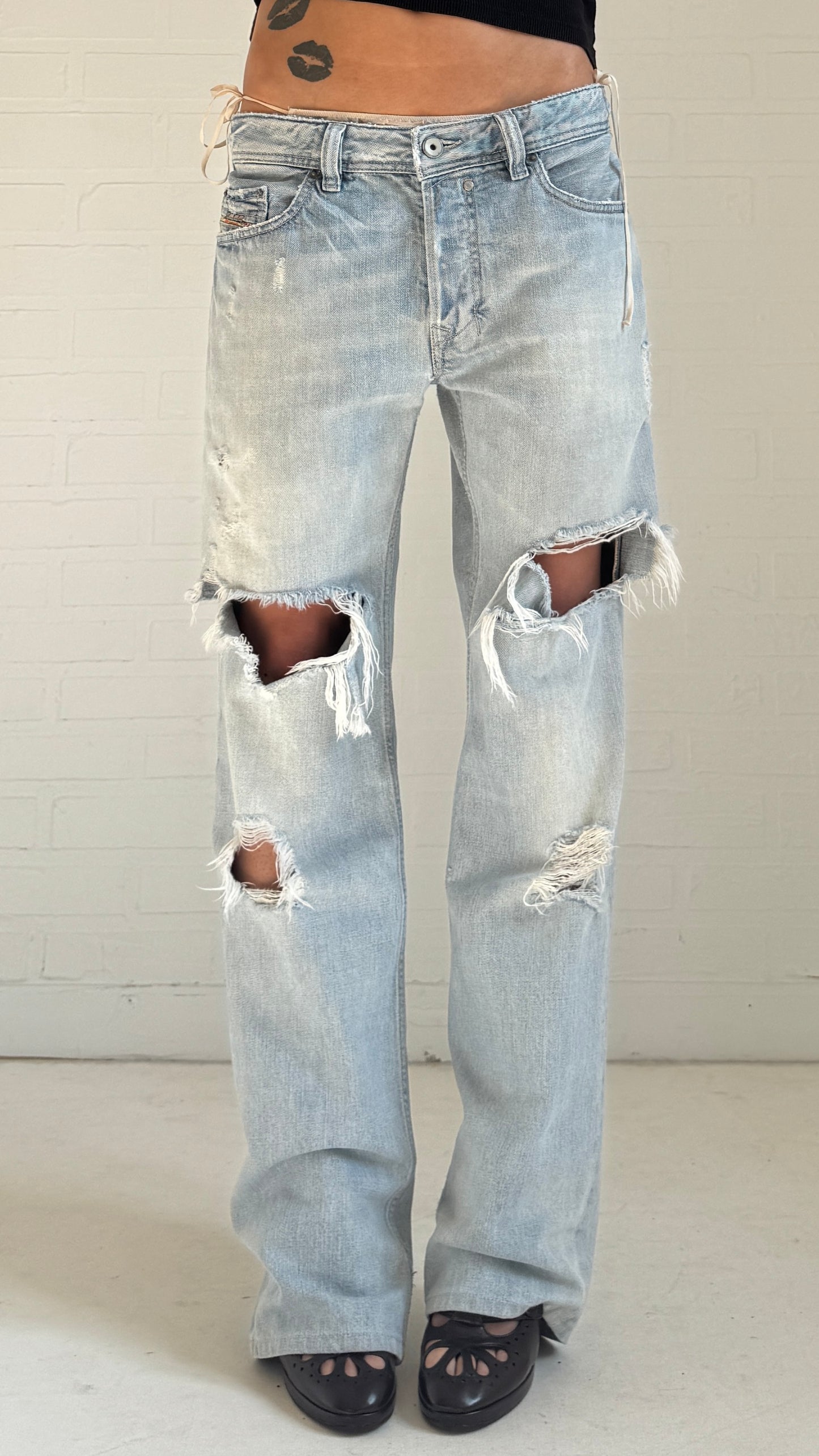 Distressed Light Wash Bootcut Jeans