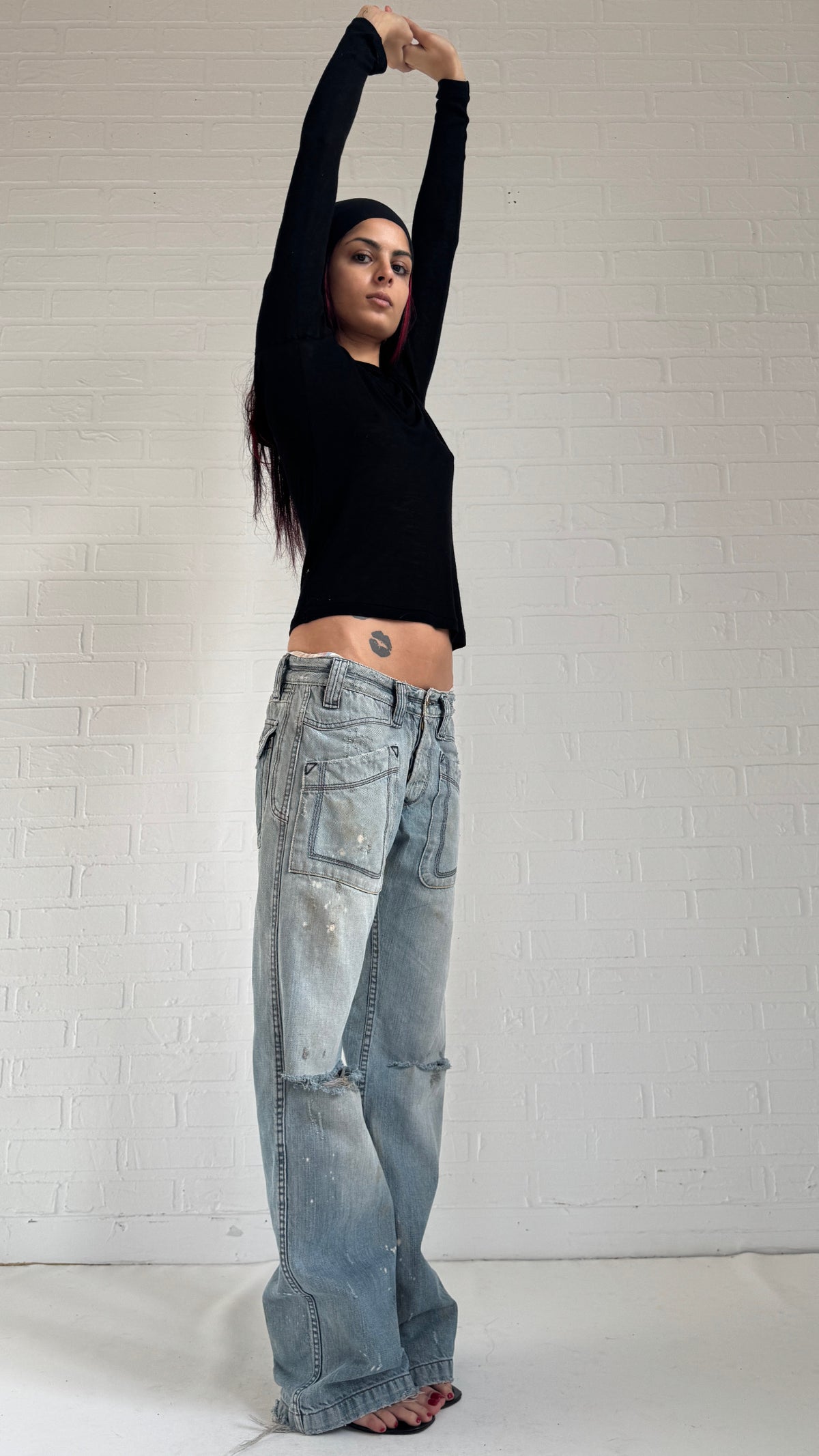 Distressed Wide Leg Jeans