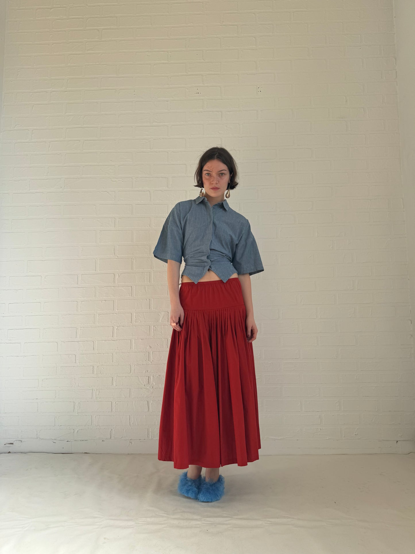 cotton poplin maxi skirt