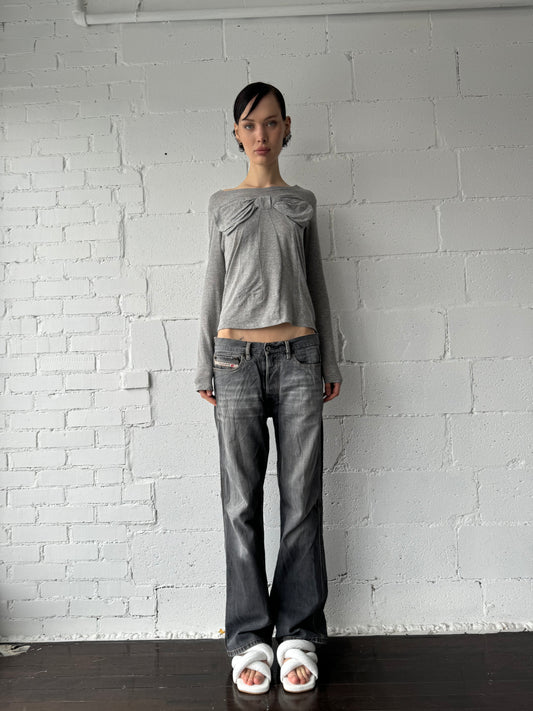 distressed baggy jeans/ light grey 32