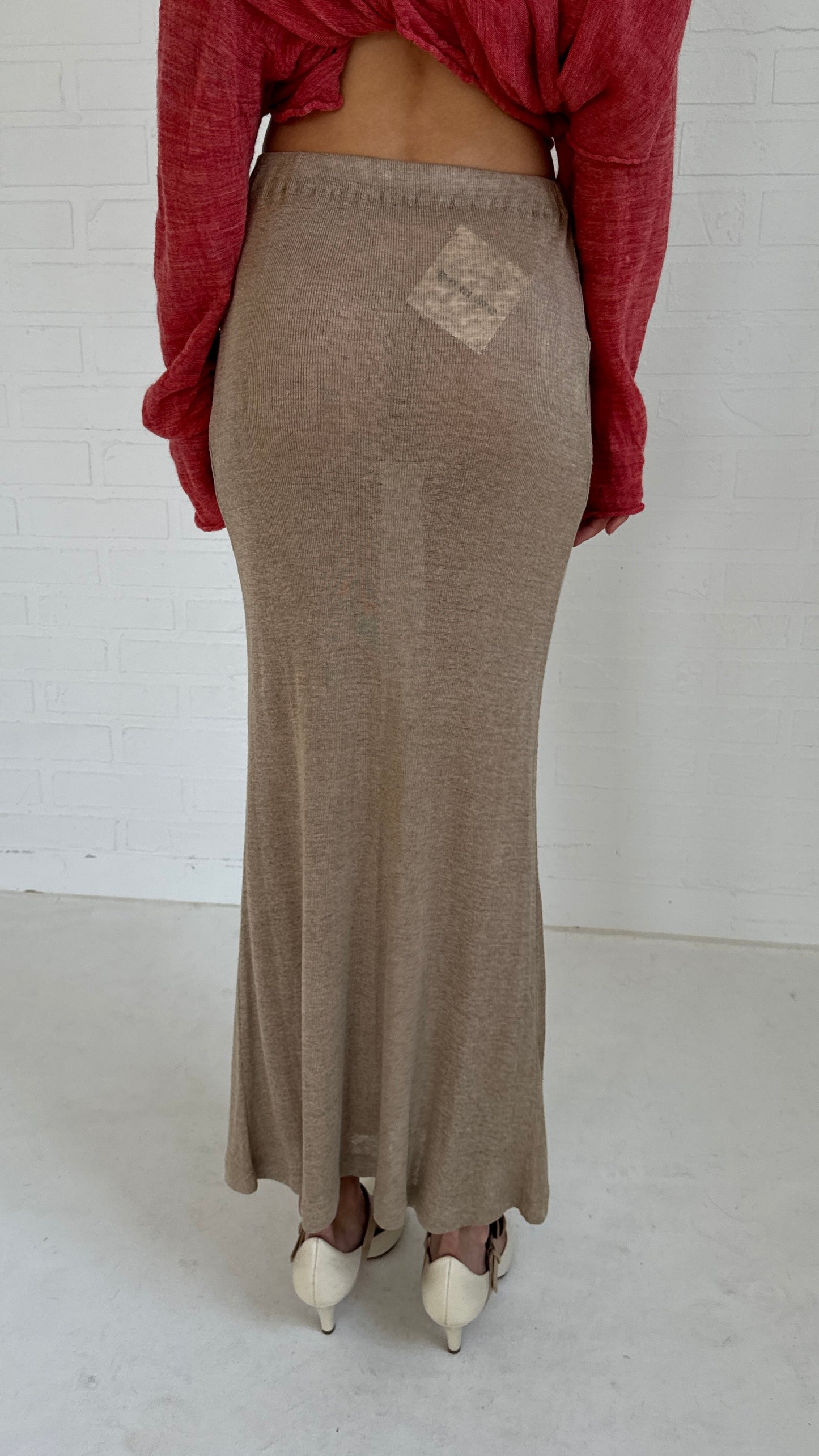 silk knit maxi skirt