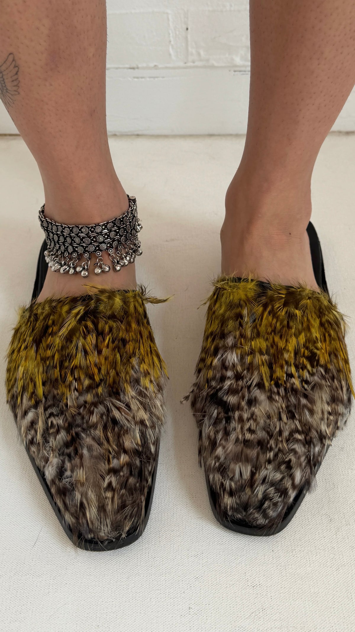 Feather Sabot Flat Mules
