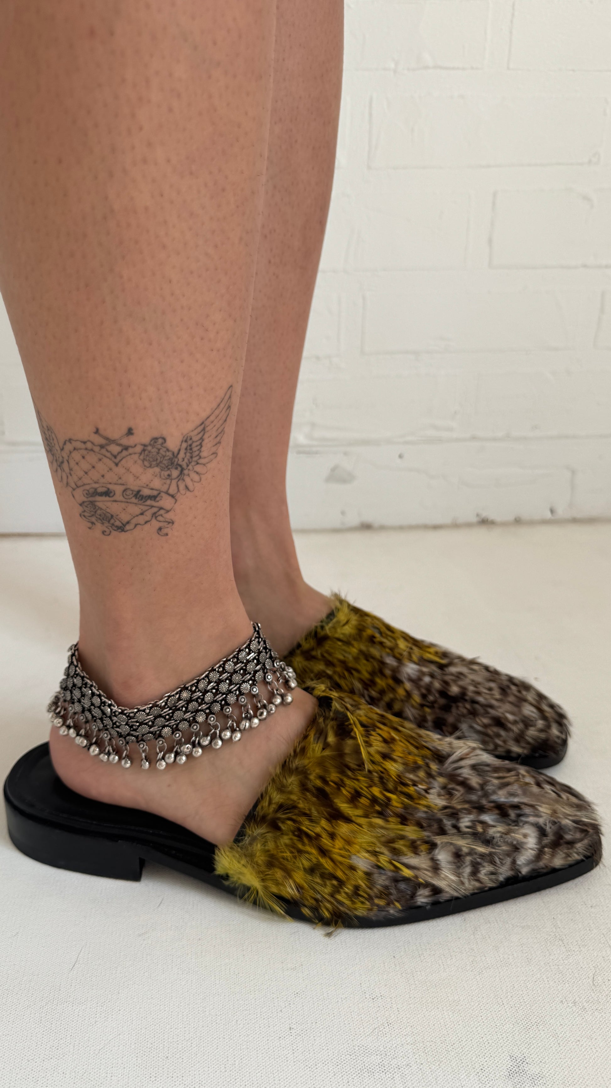 Feather Sabot Flat Mules