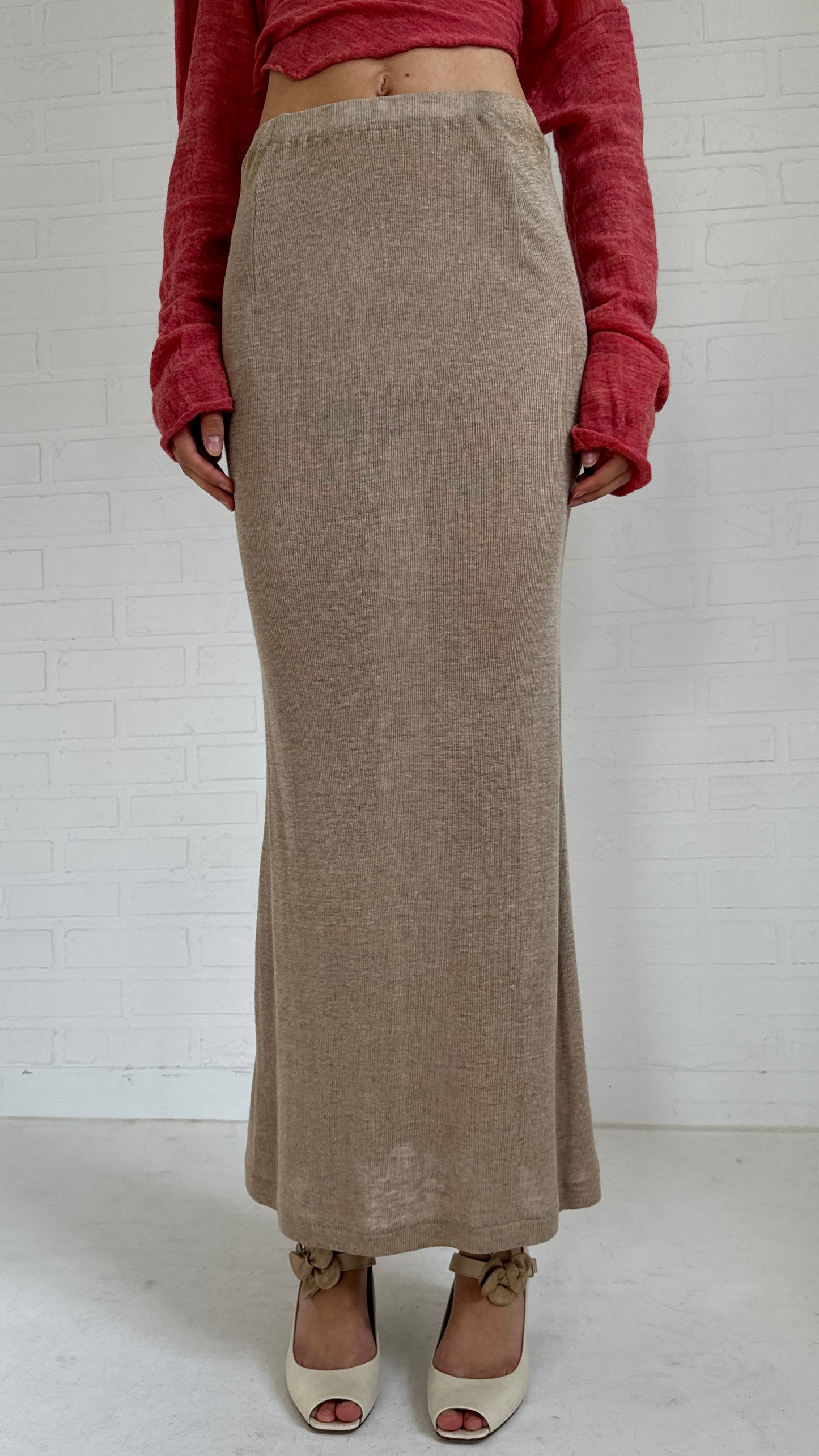 silk knit maxi skirt