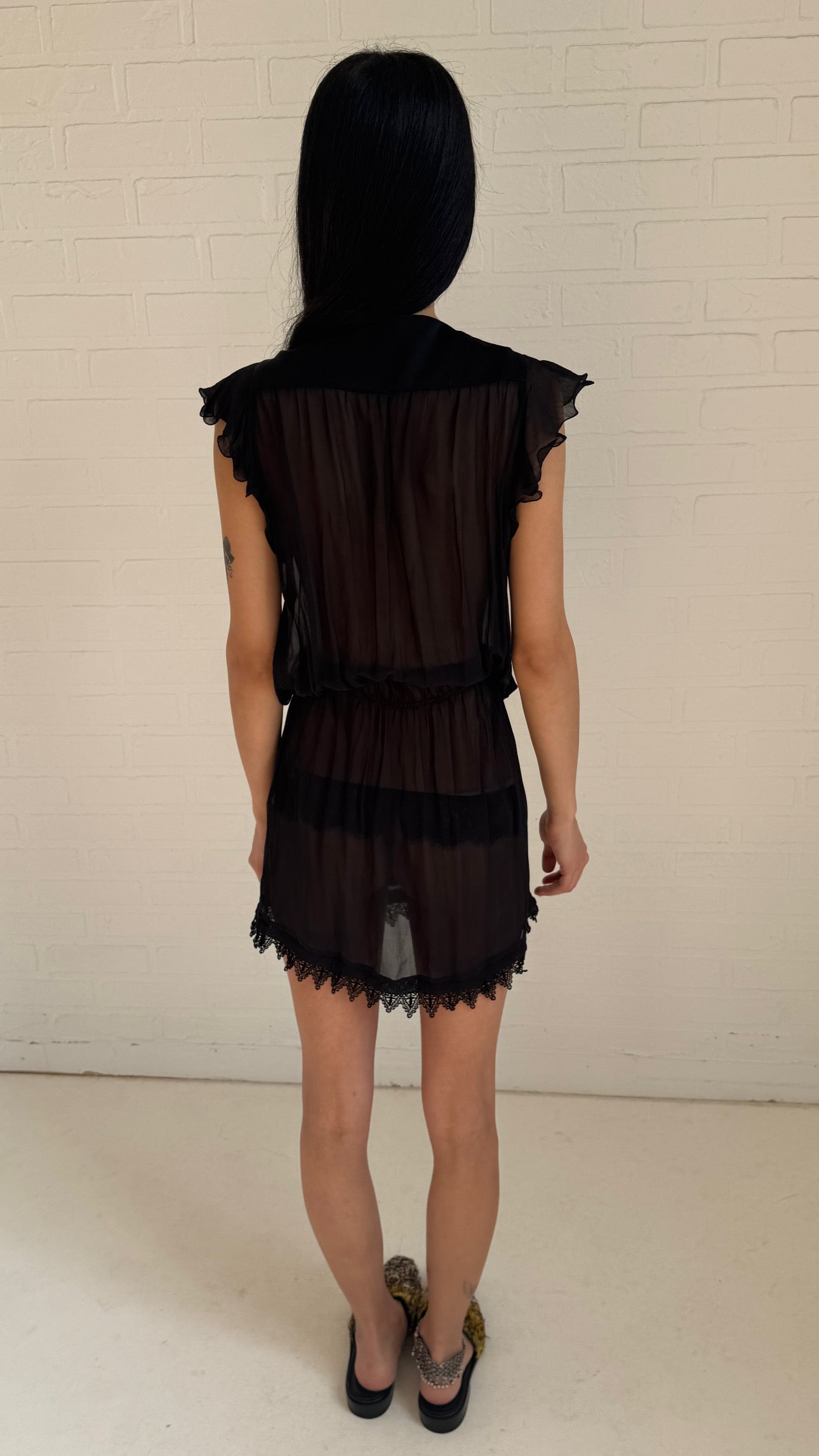 Beaded Silk Mini Dress