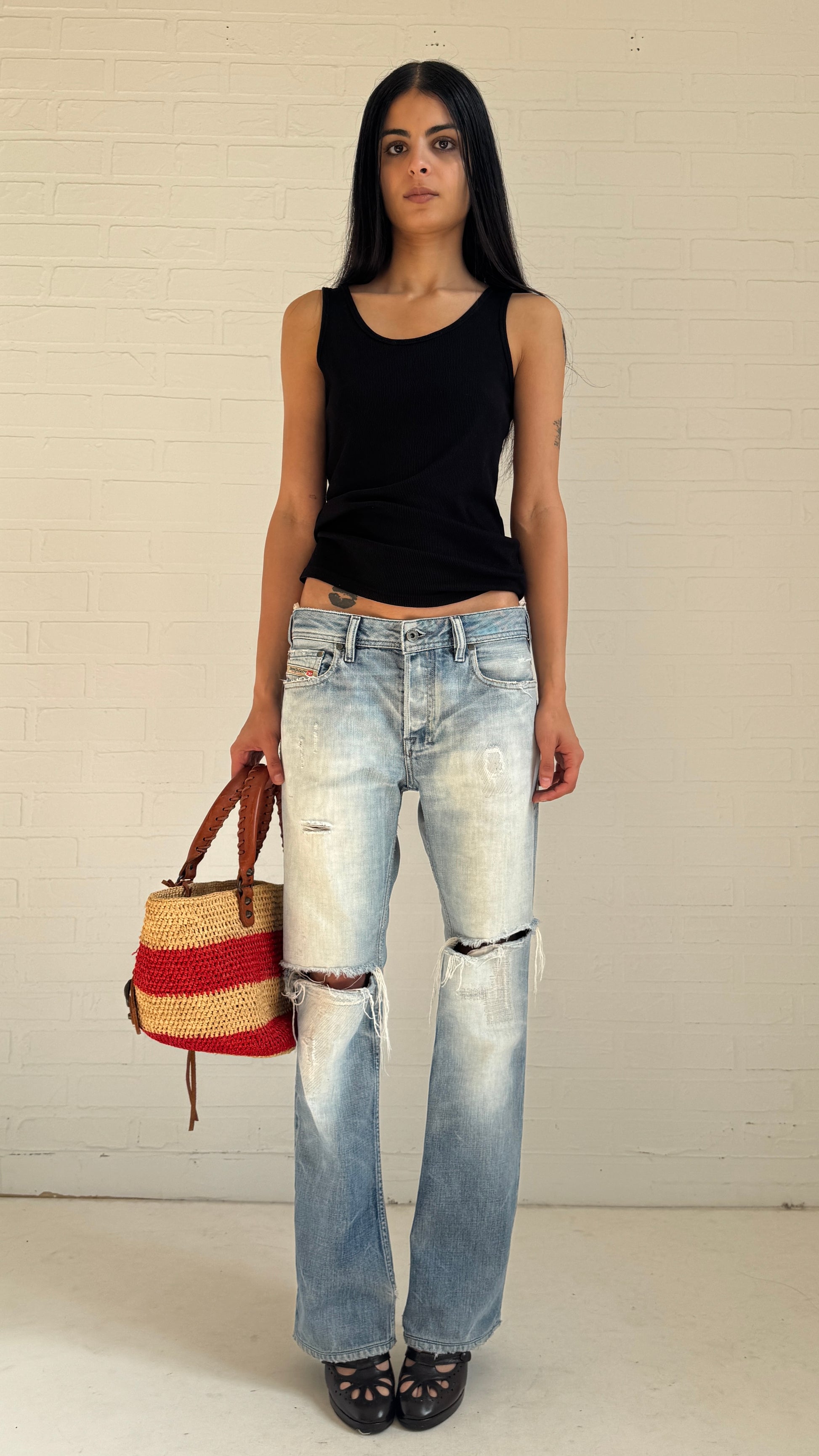 Ribbed Cotton Tank Top Black