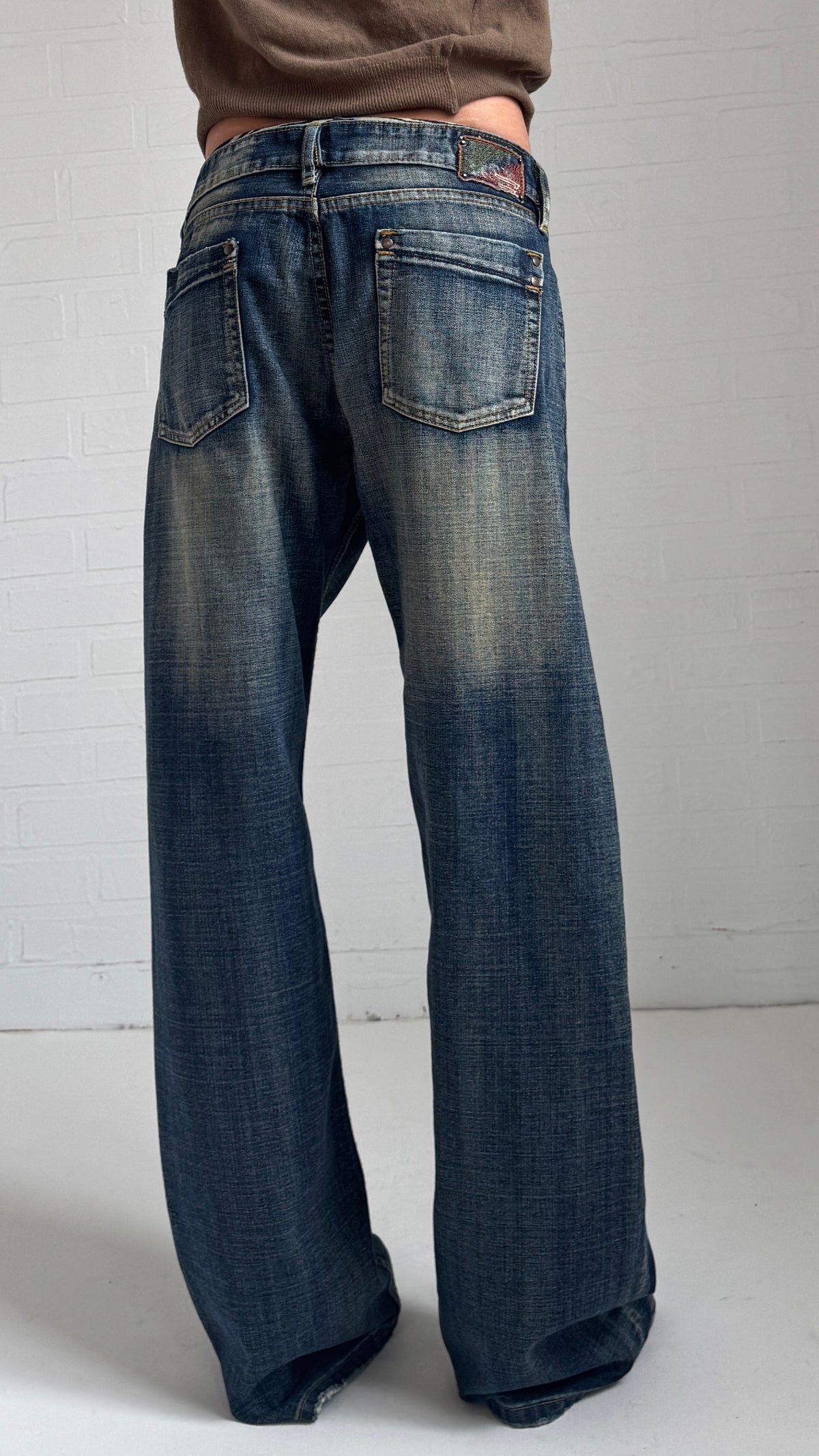 Faded Dark Wash Wide Leg Jeans