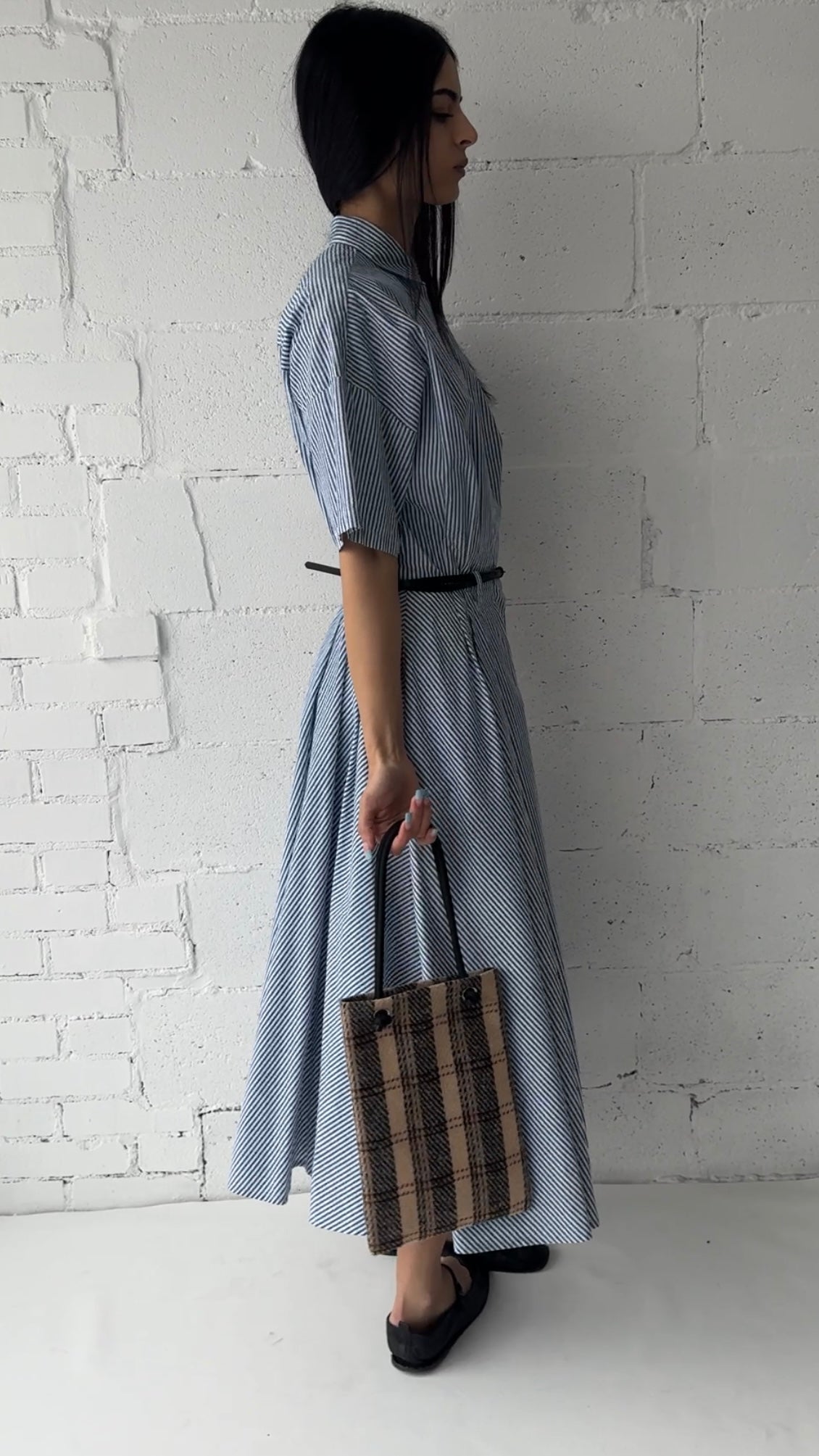 striped poplin maxi dress