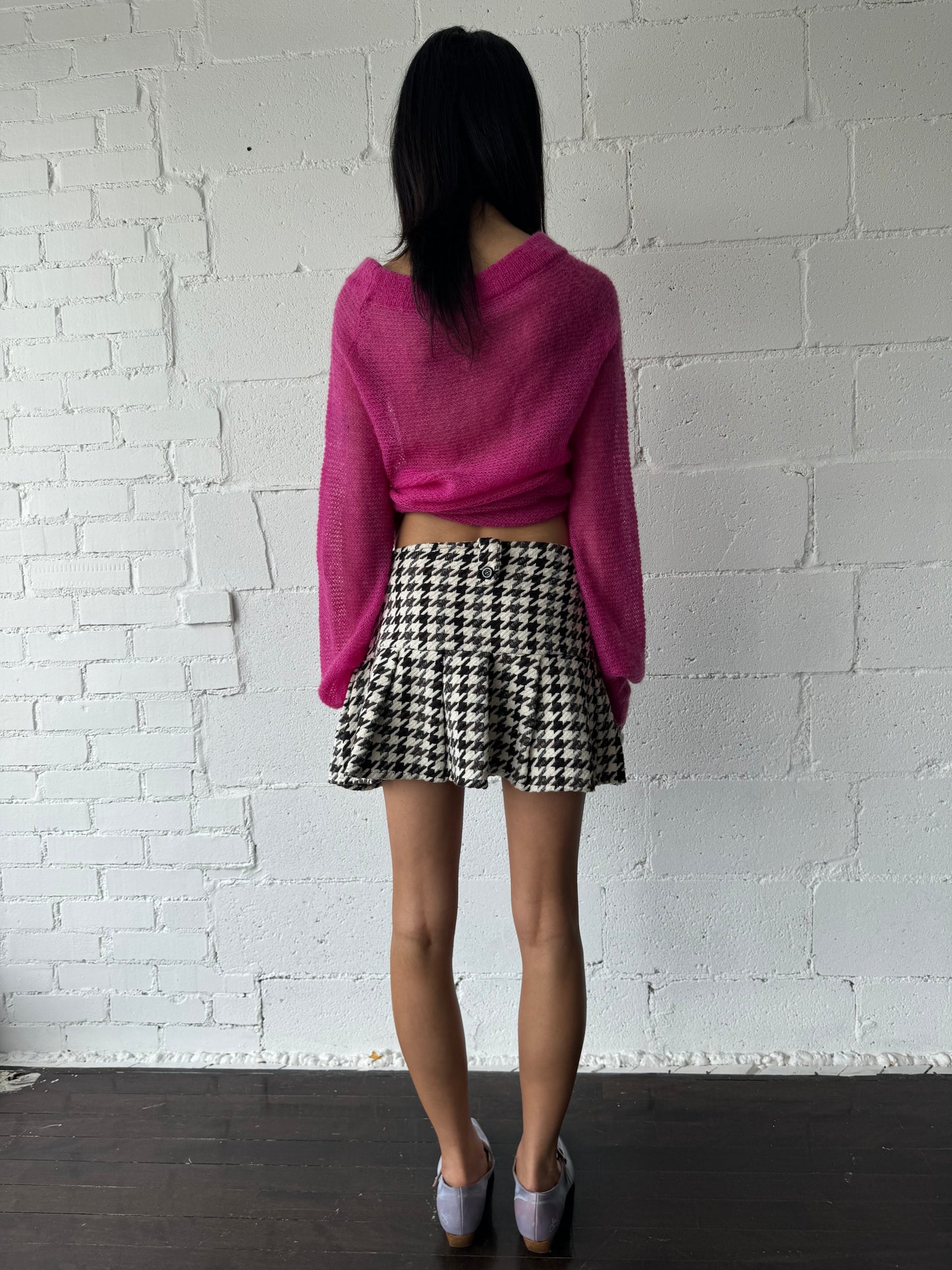tweedy pleated miniskirt