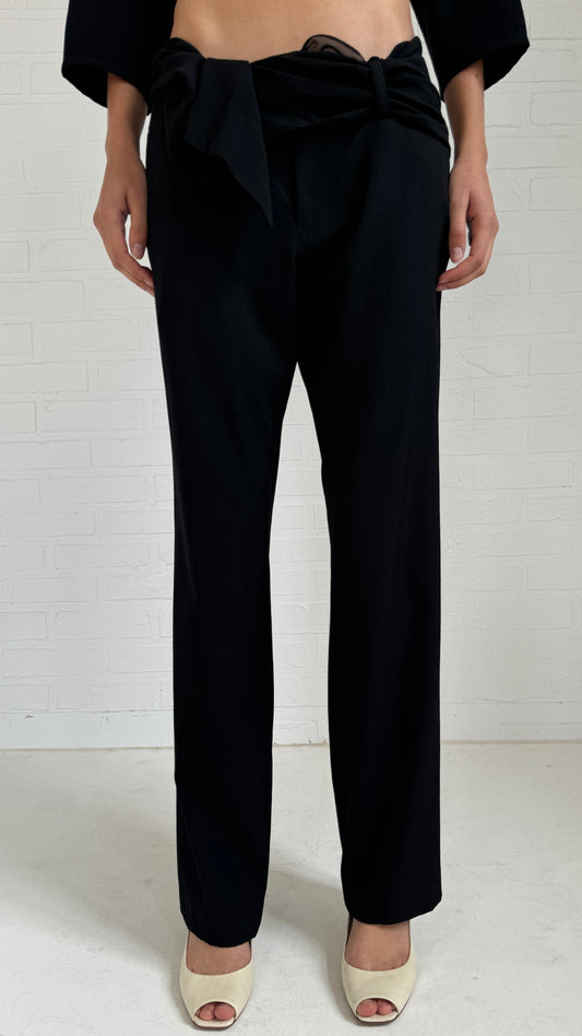 silk belt wool pants