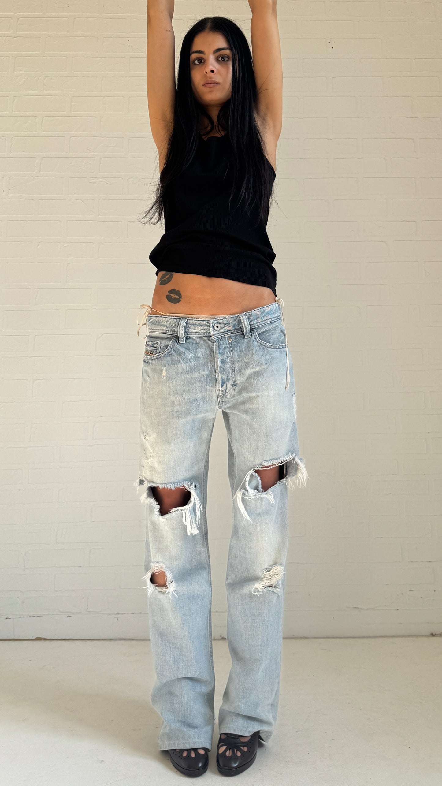 Distressed Light Wash Bootcut Jeans