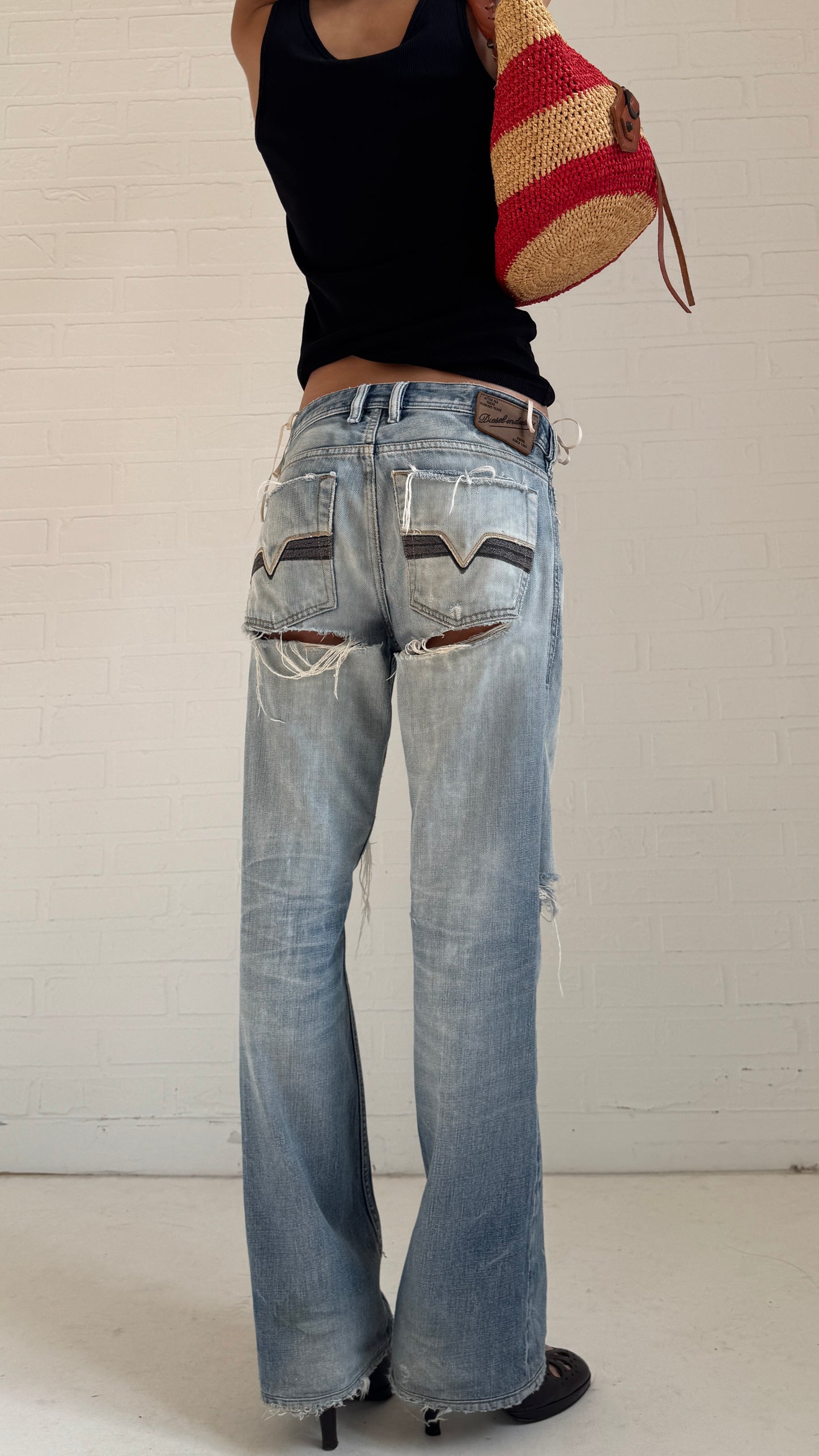 Heavily Distressed Bootcut Jeans
