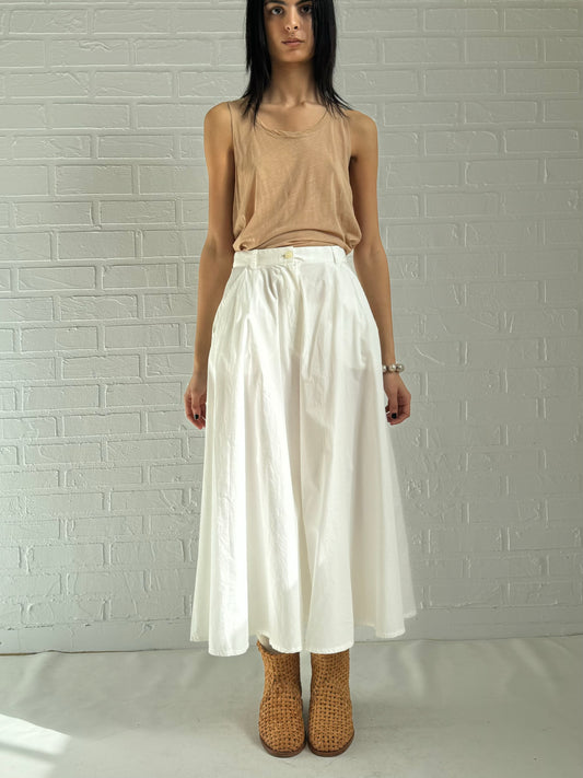 cotton high waist a line long skirt