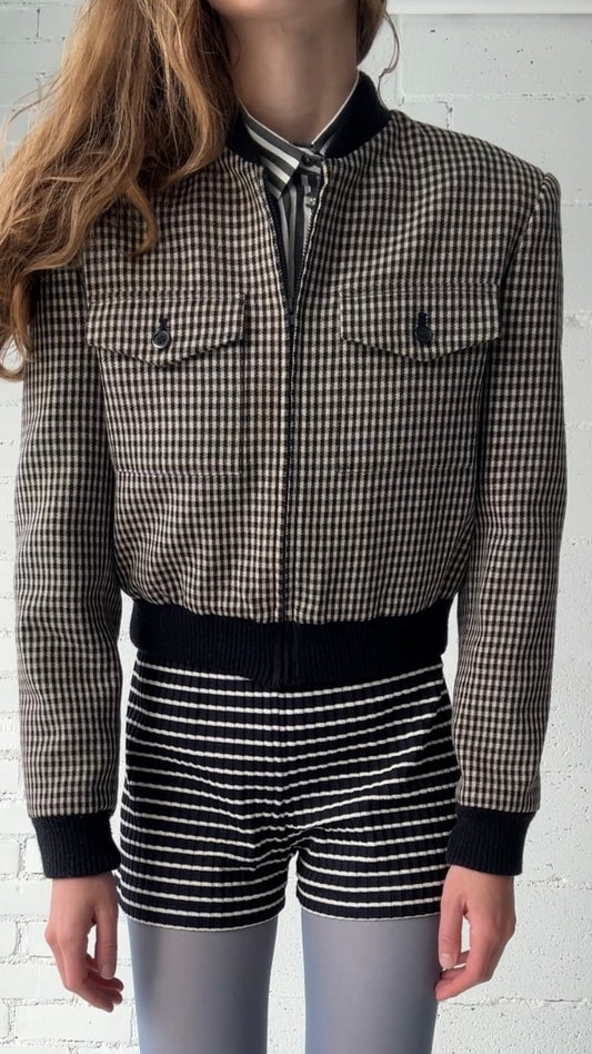 gingham cropped jacket