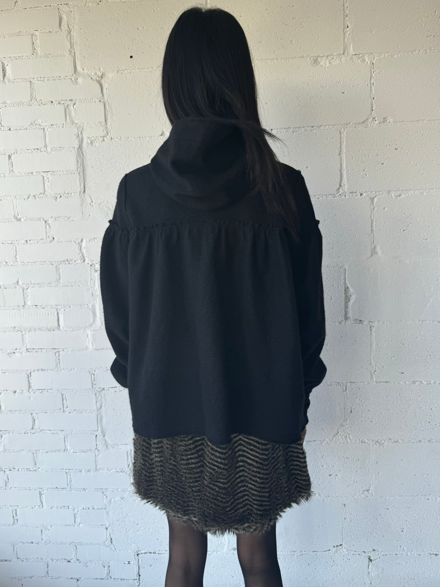 wool hoodie jacket / black