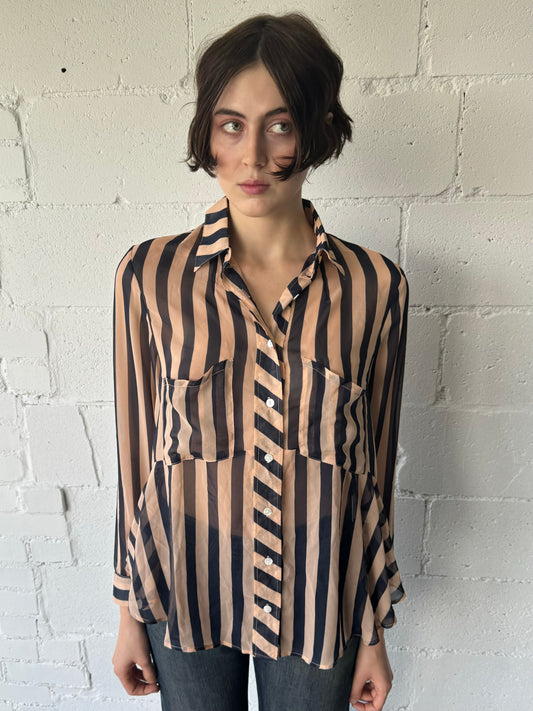 sheer silk shirt / stripe