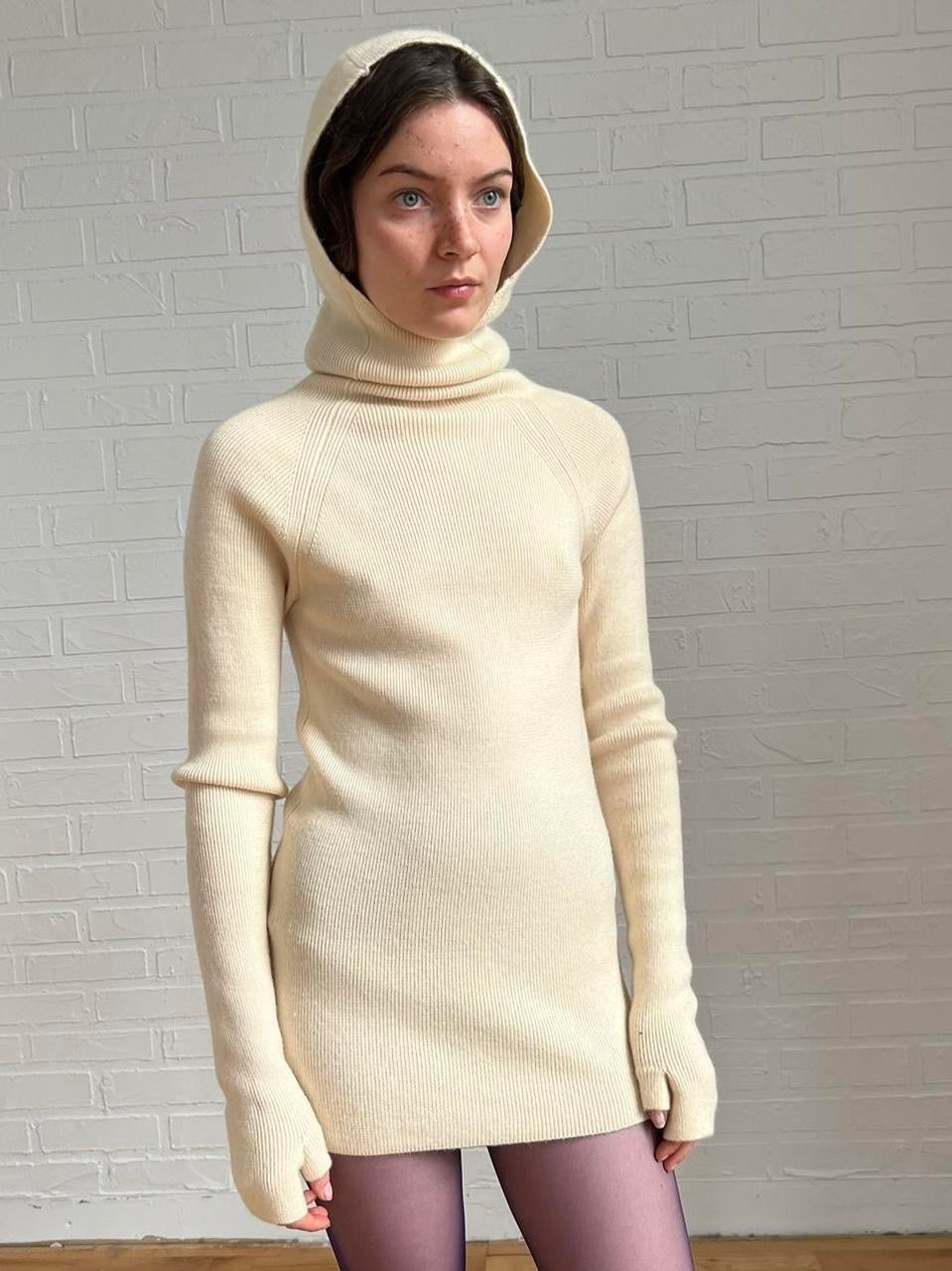 merino glove hoodie / off white
