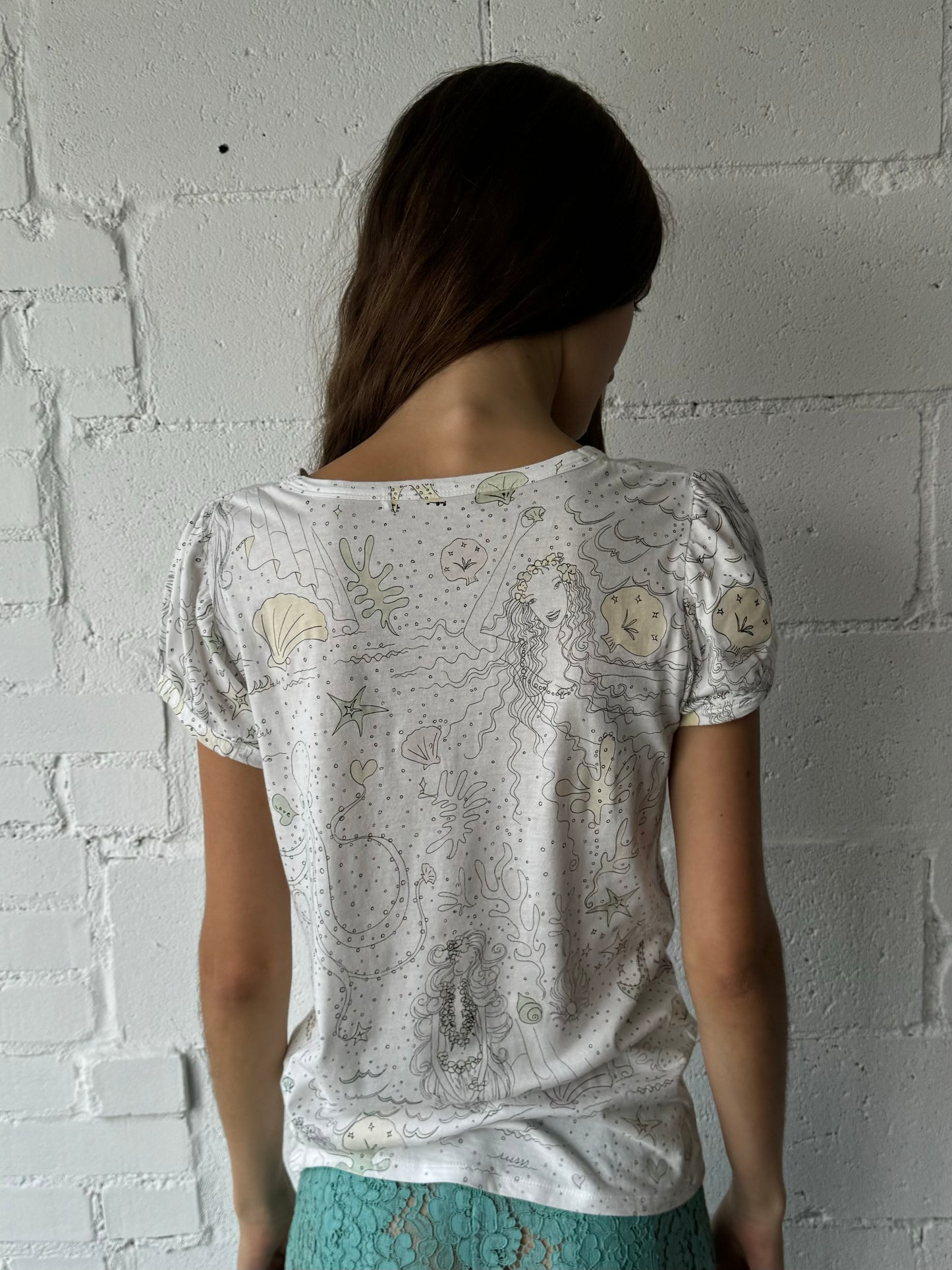 shell print cotton tee