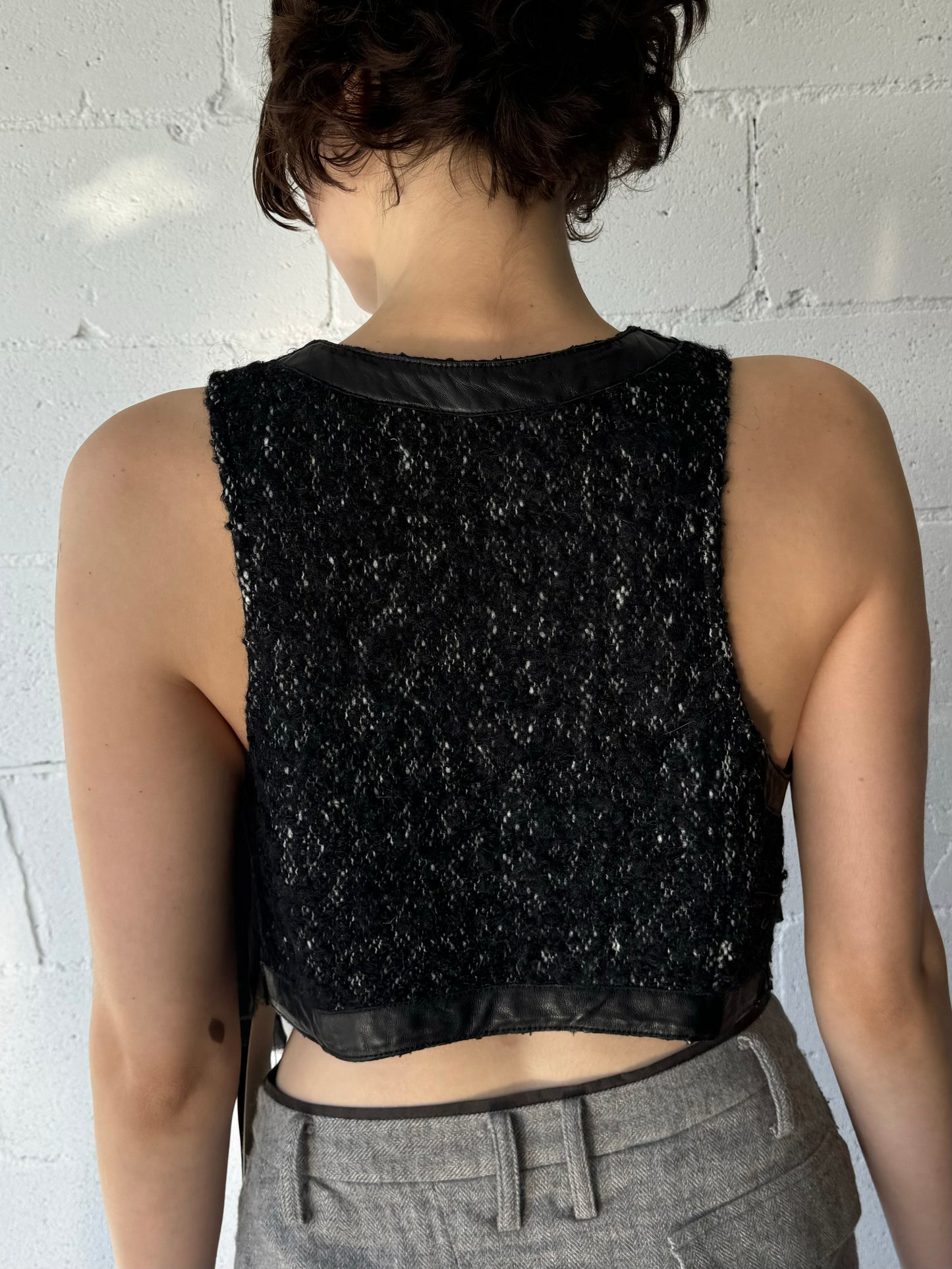 silk wool cropped ribbon top