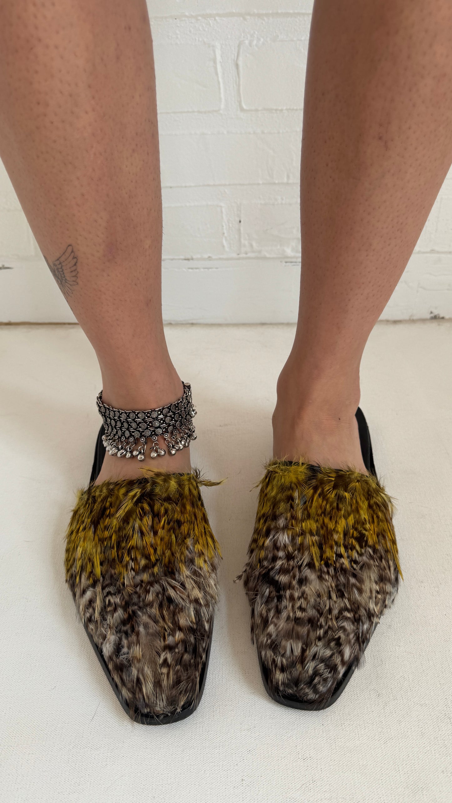 Feather Sabot Flat Mules