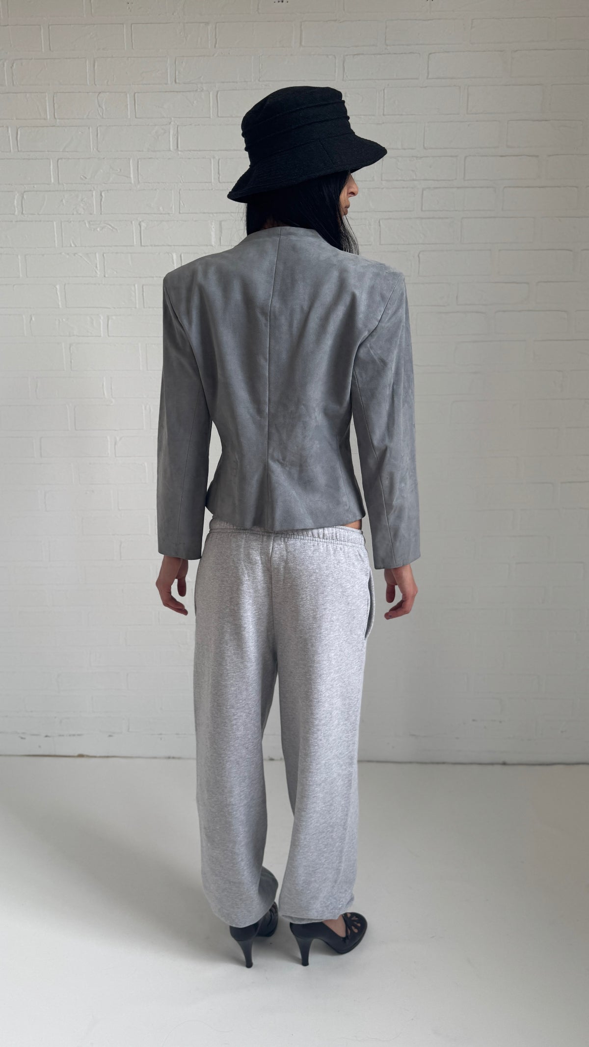 Embroidered Sofrina Suede Jacket Grey