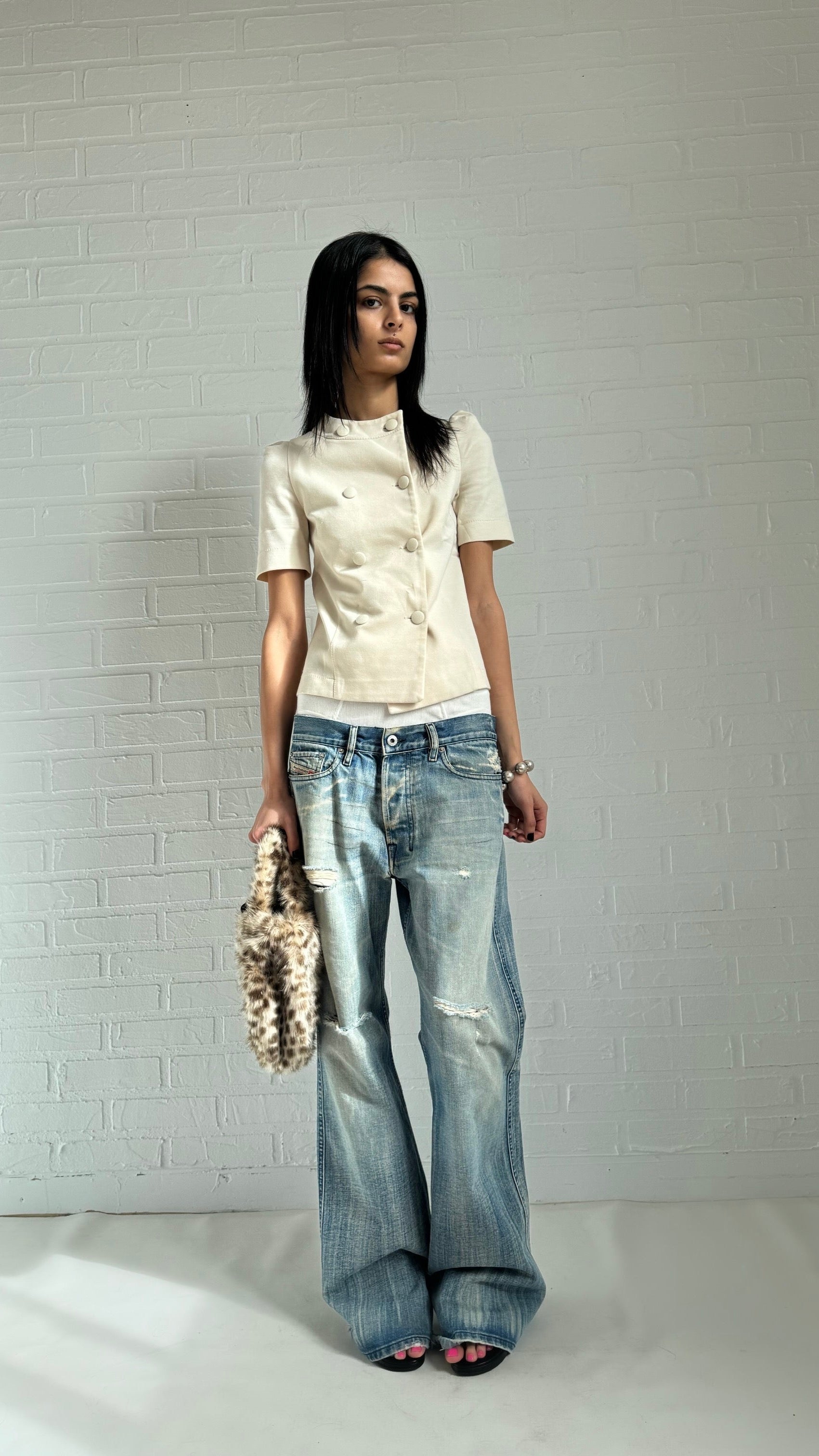 ripped hem baggy flare 90s jeans