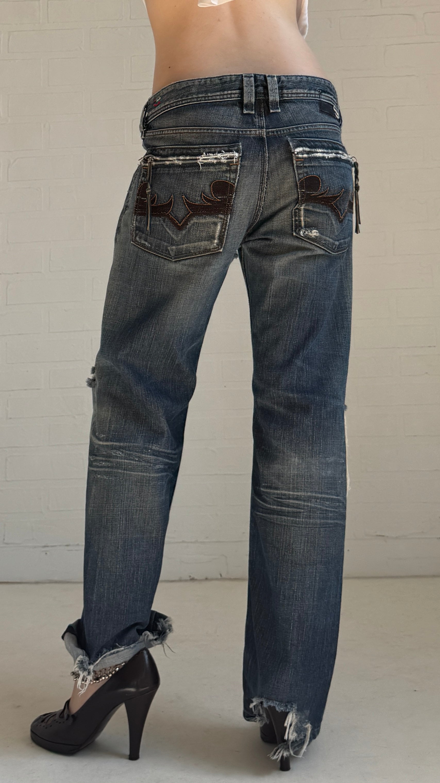 embroidered jeans