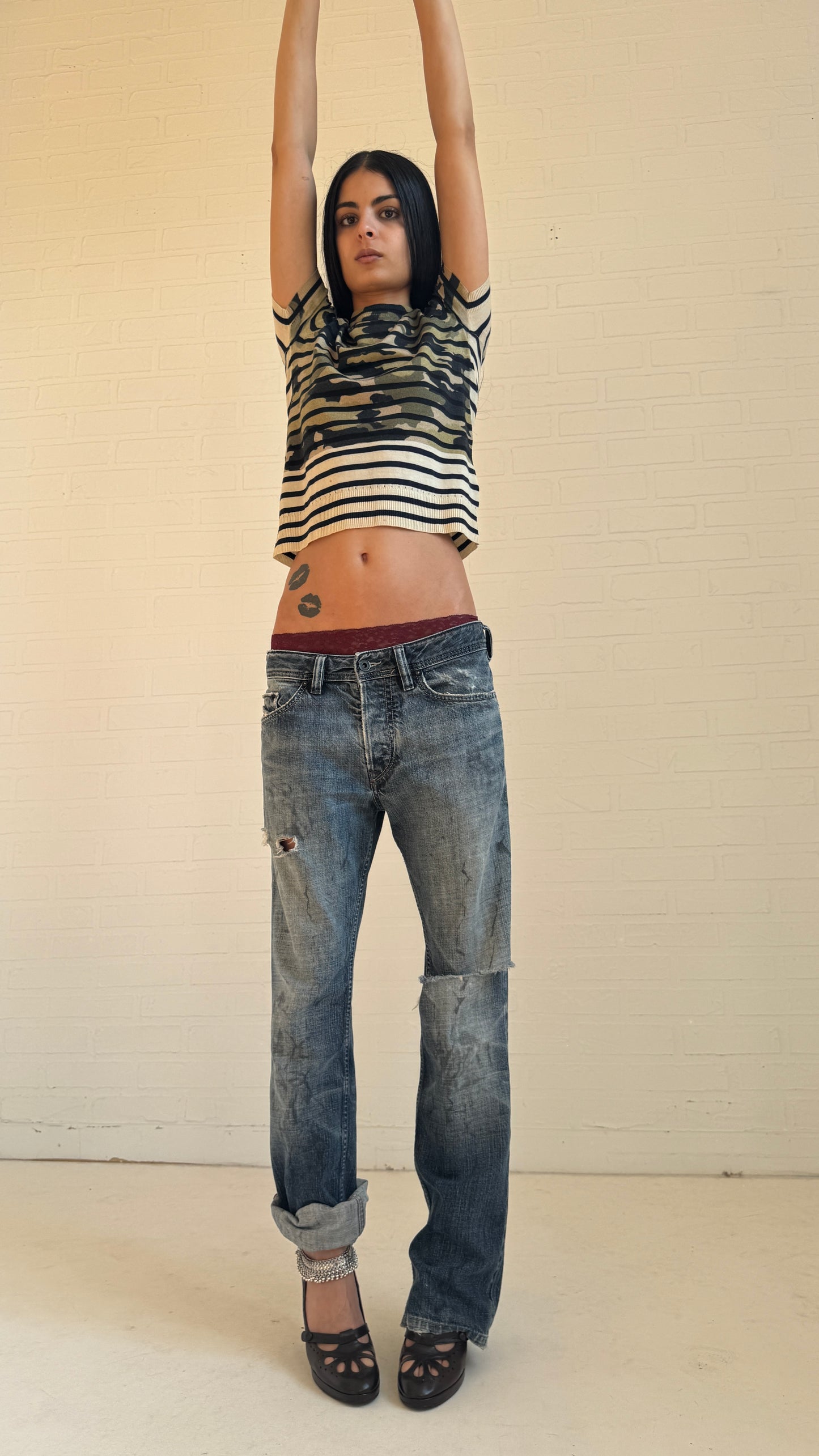 Distressed Blue Grey Jeans