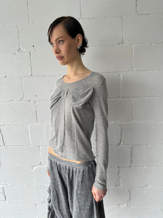 cotton knit jersey long-sleeve shirt / grey