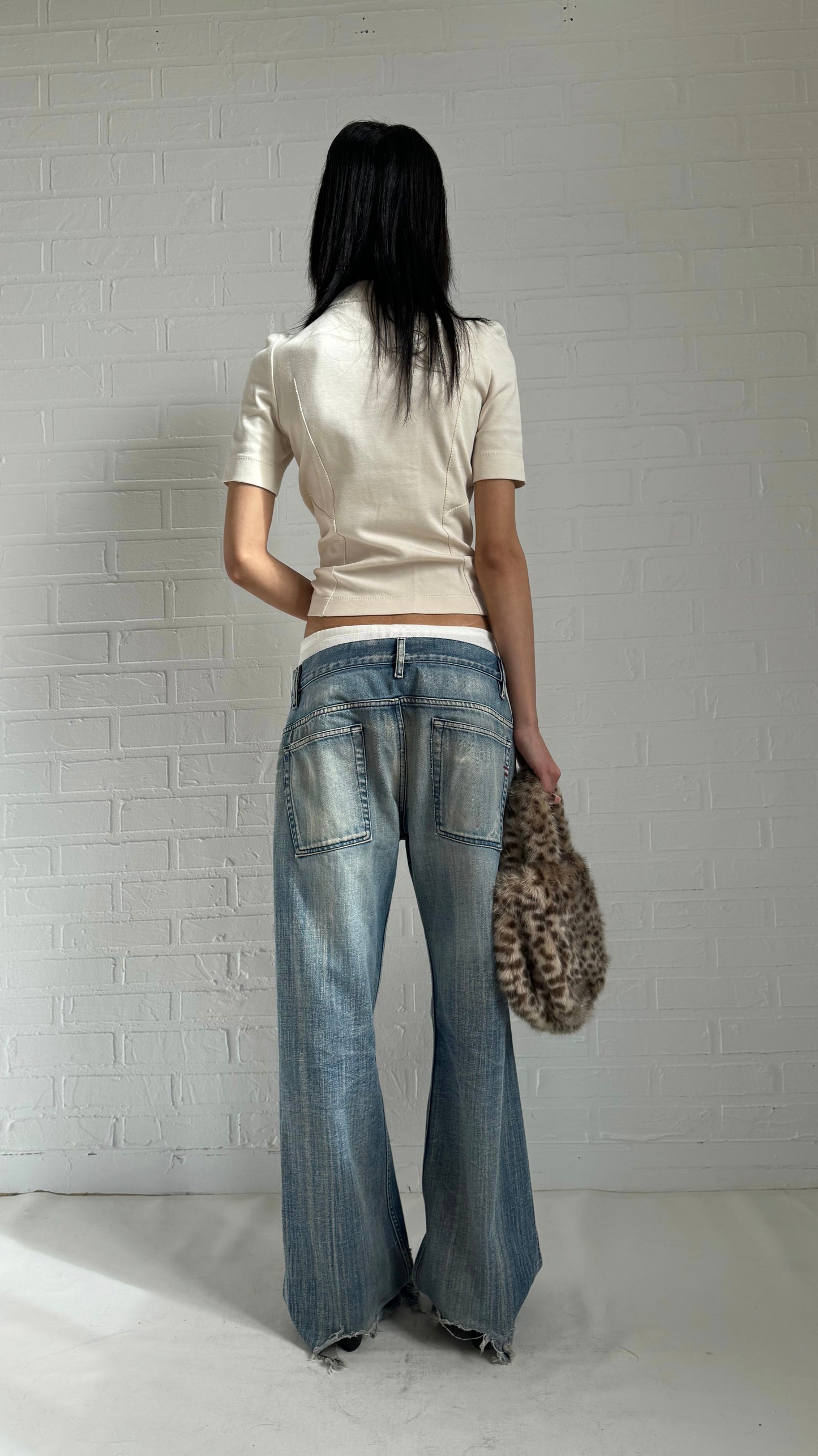 ripped hem baggy flare 90s jeans