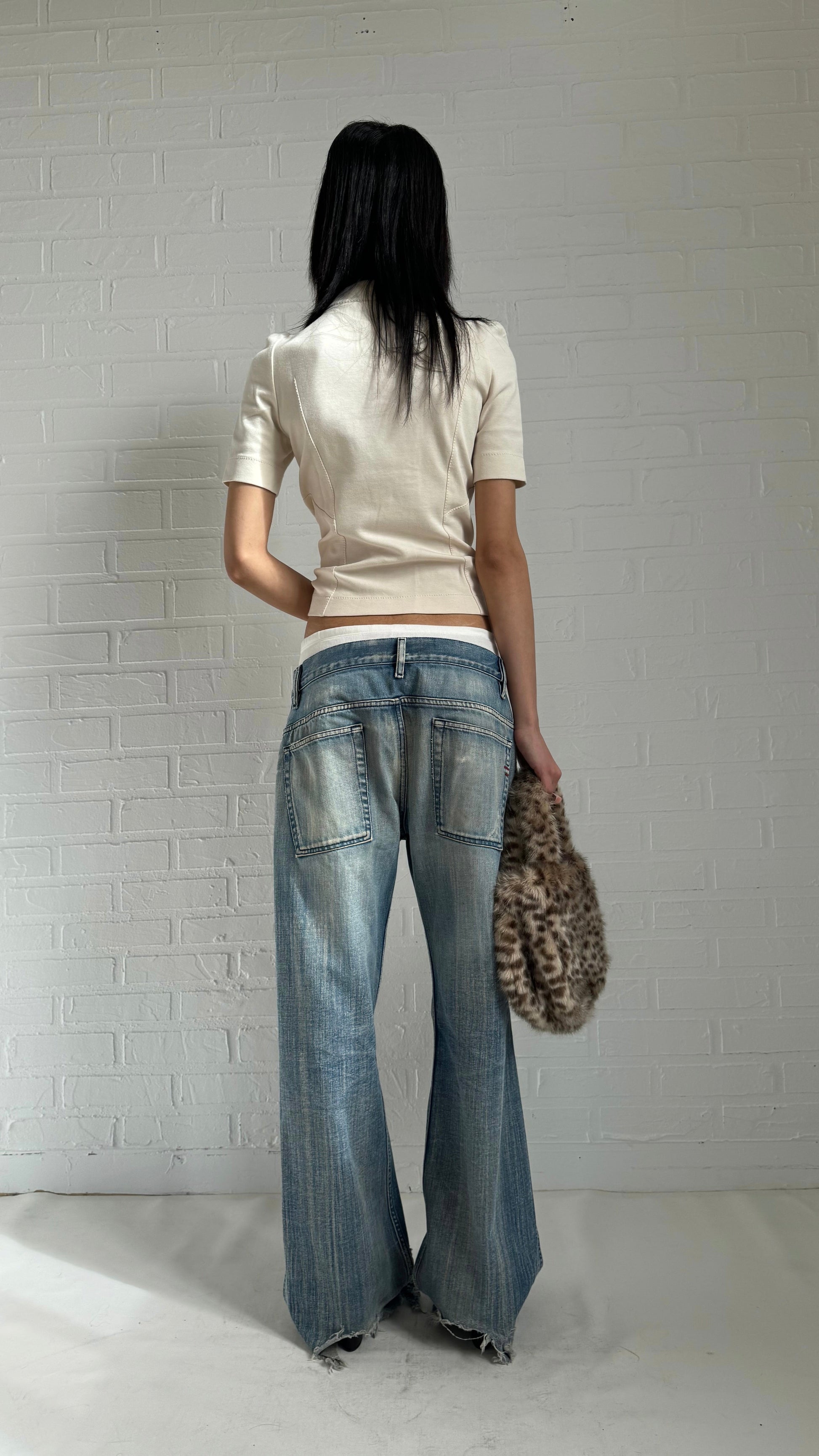 ripped hem baggy flare 90s jeans