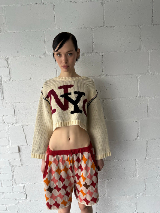 nyc knit cropped oversized sweater
