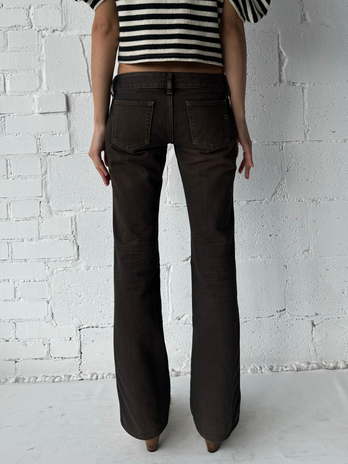 low rise jeans brown/black xs