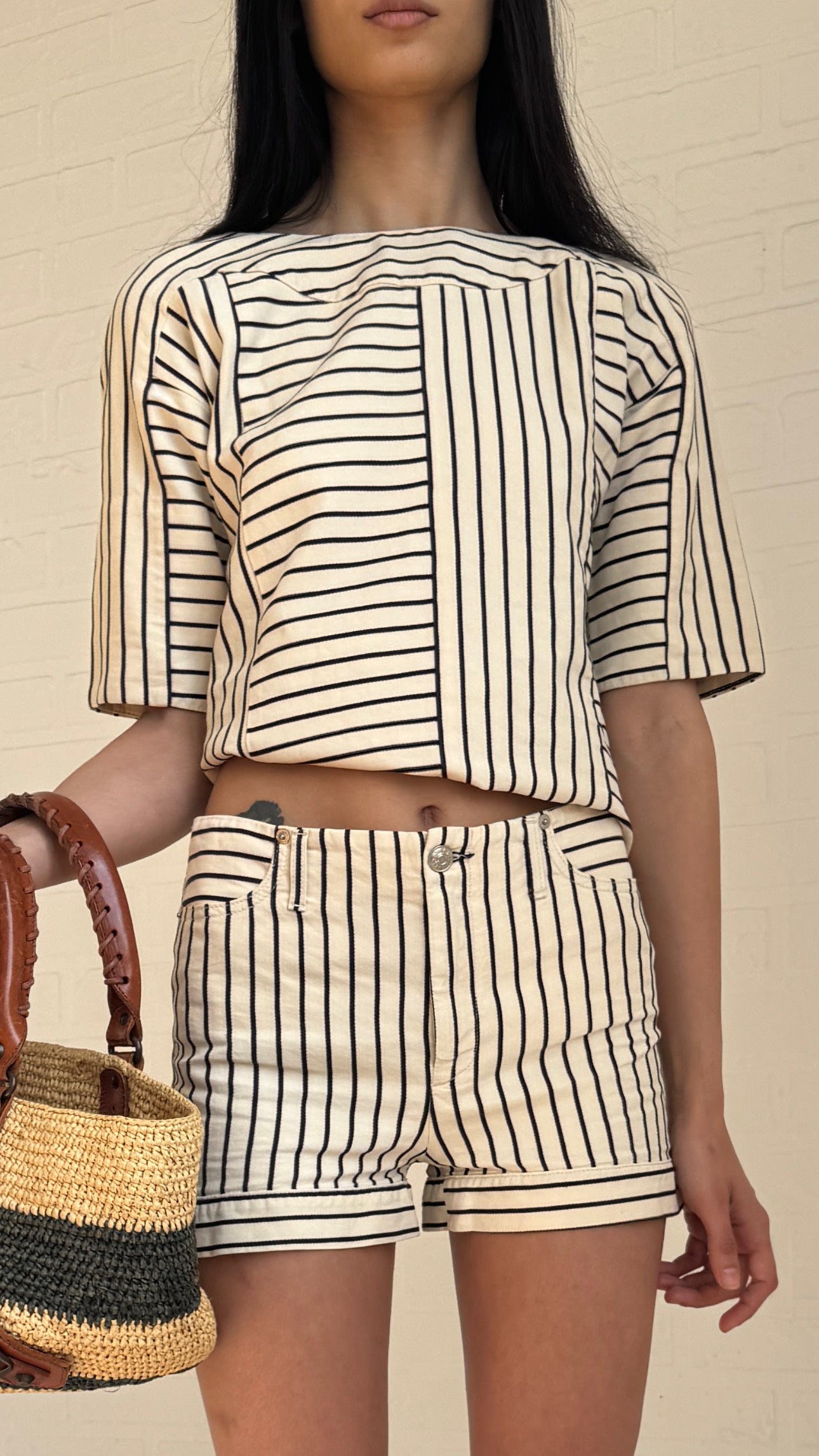 Striped Cotton-Linen Two-Piece Set