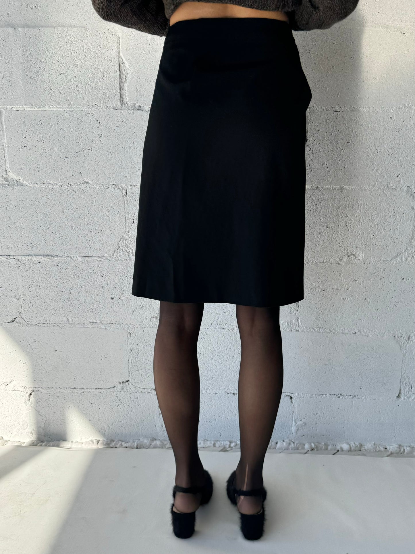 wool wrap skirt / black