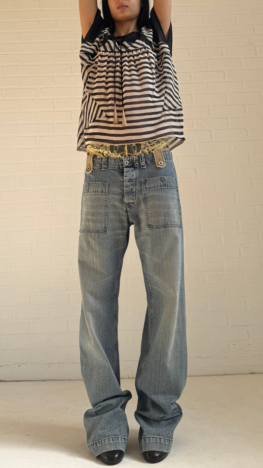 Patch Pocket Wide Jeans