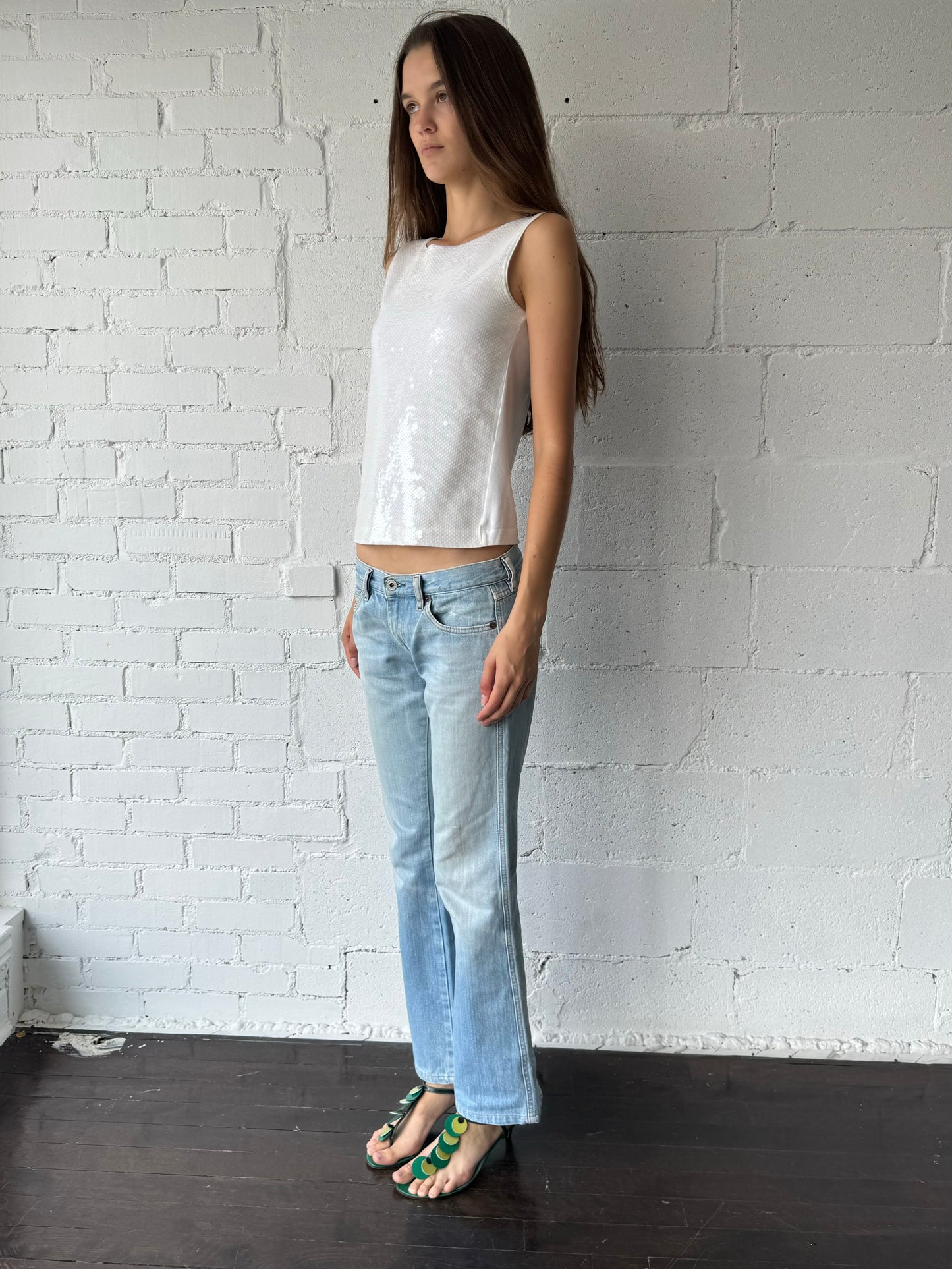 low rise jeans / light wash / xs