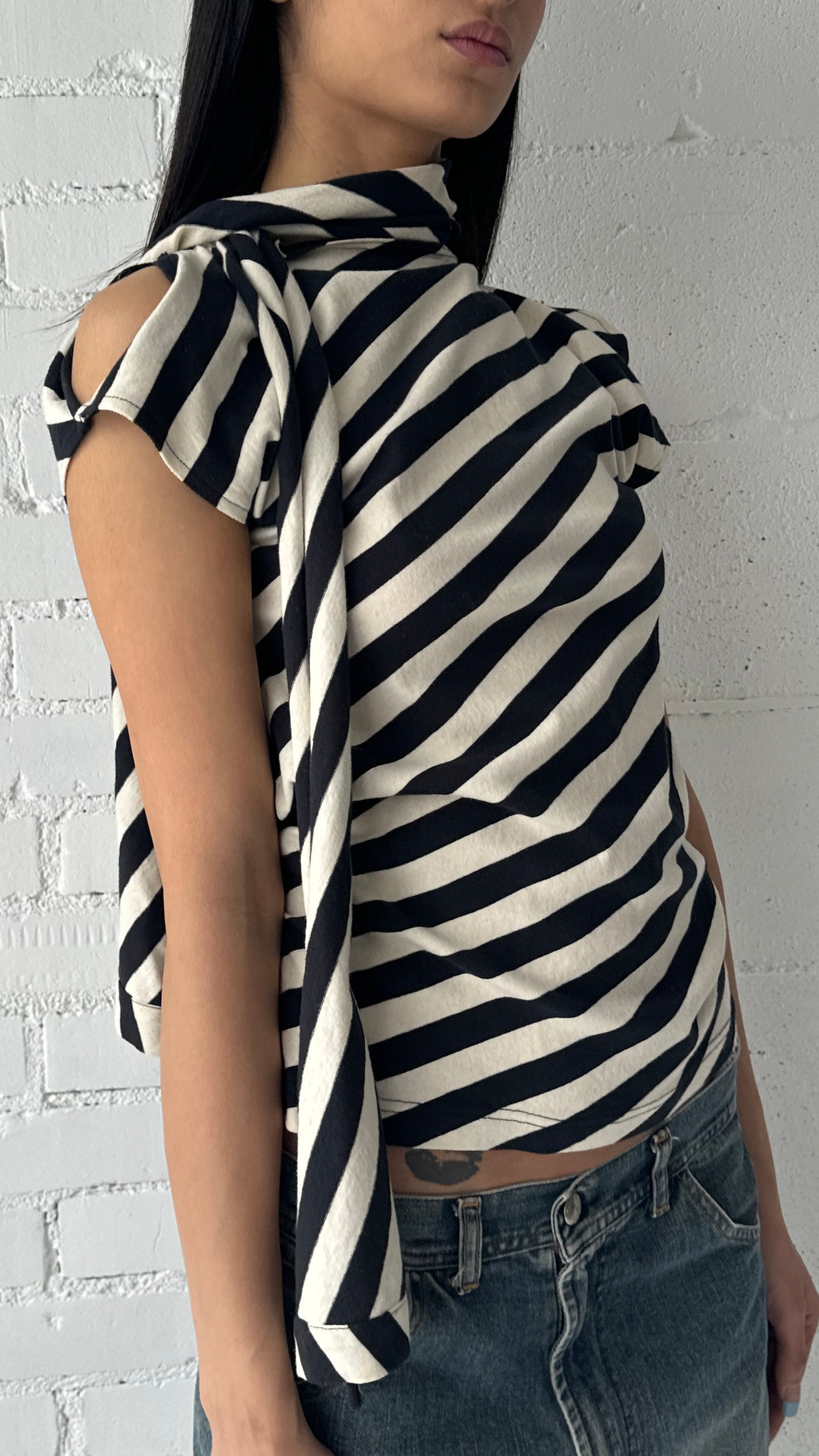 striped scarf cut out top